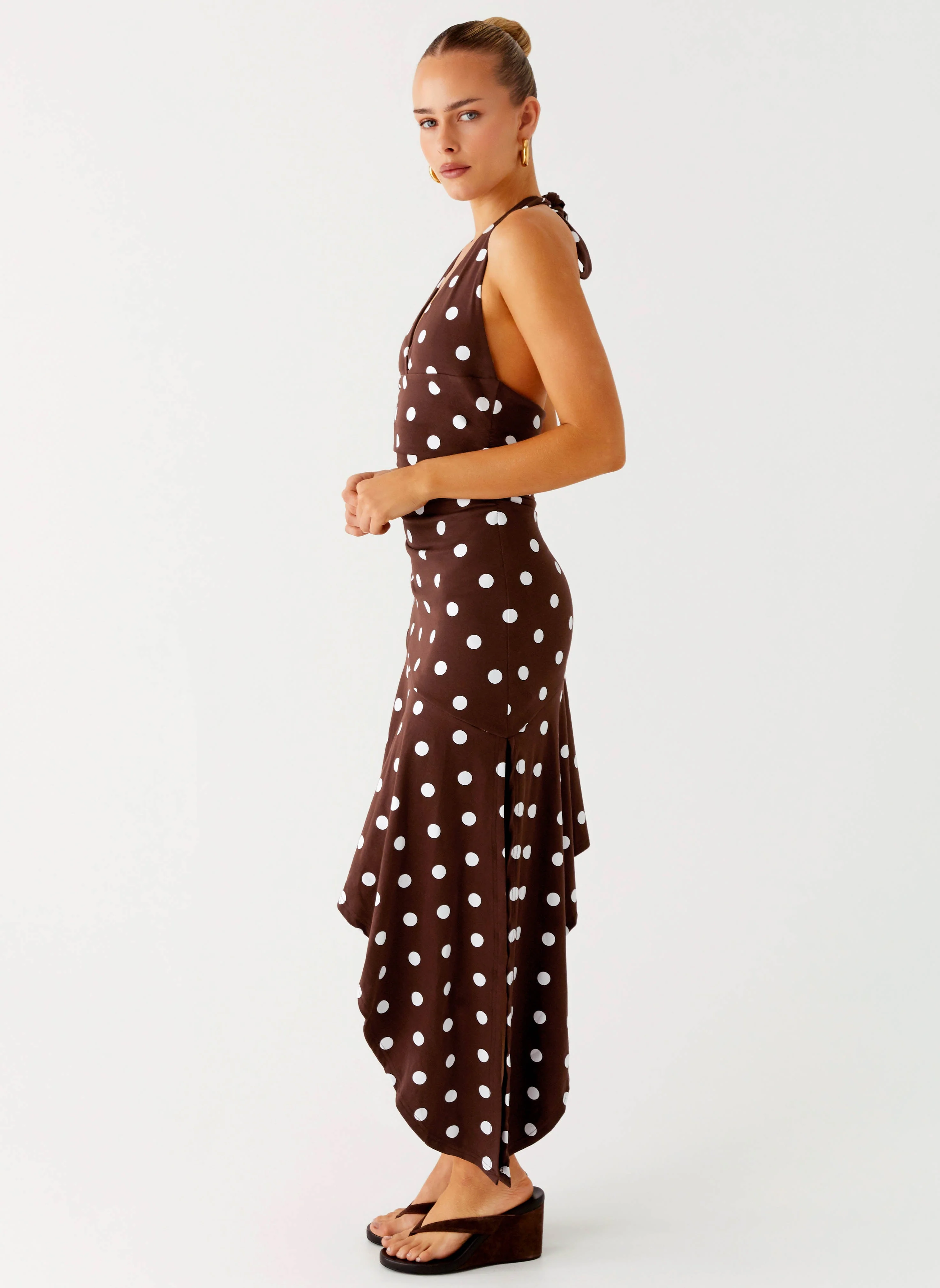 Keylani Halter Midi Dress - Chocolate - Image 3