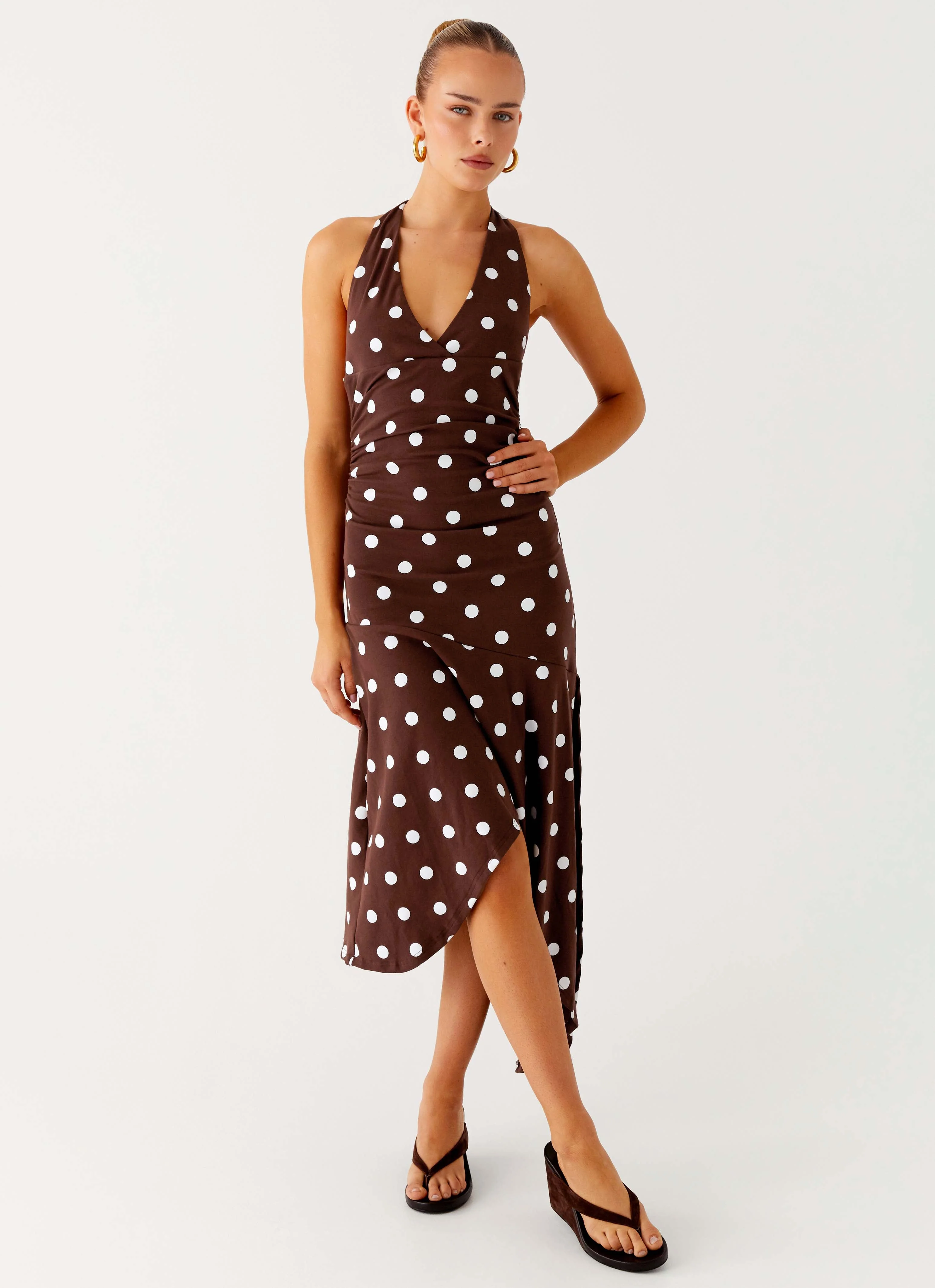 Keylani Halter Midi Dress - Chocolate - Image 5