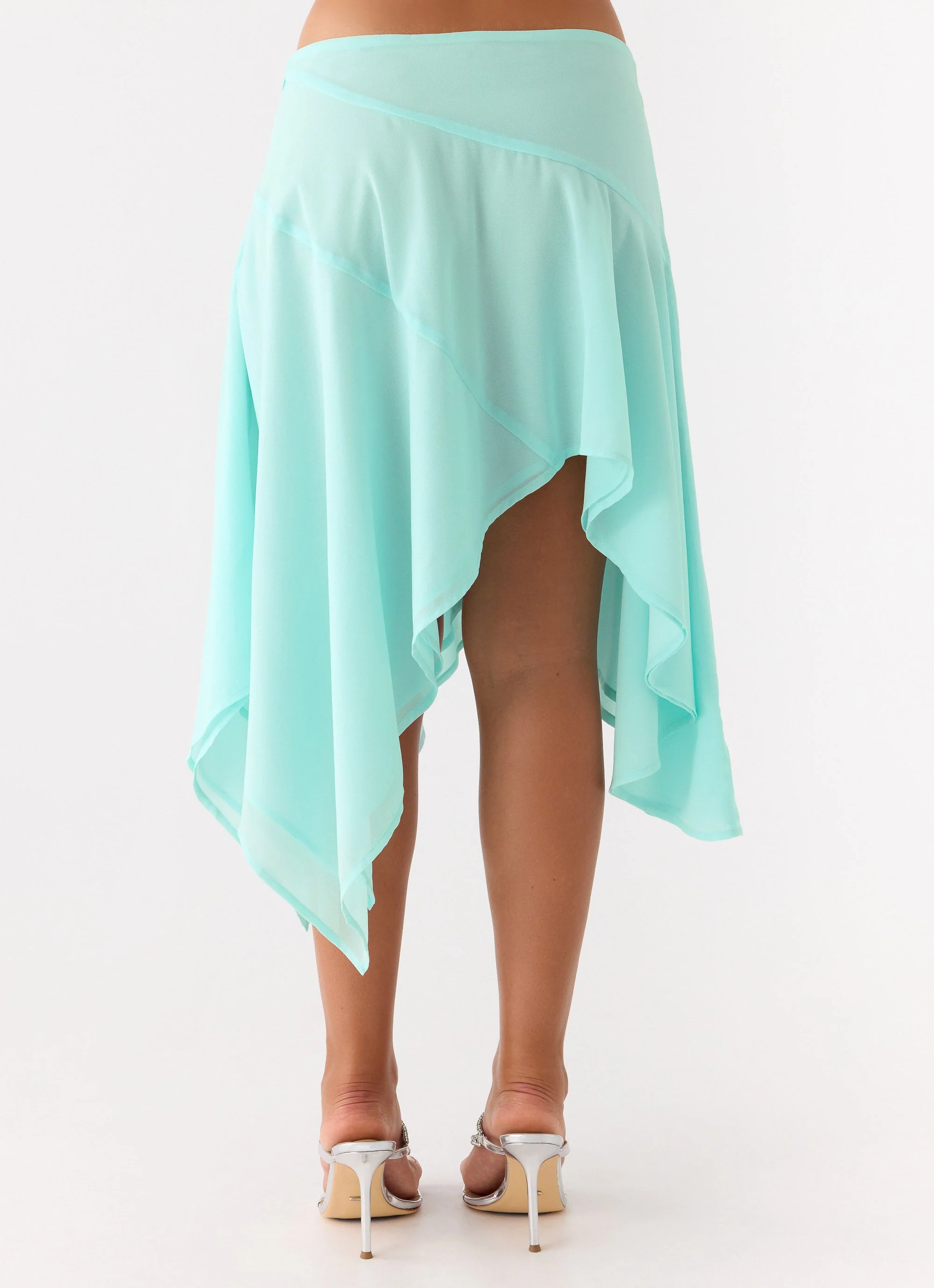 Kia Low Rise Asymmetrical Midi Skirt - Aqua - Image 4
