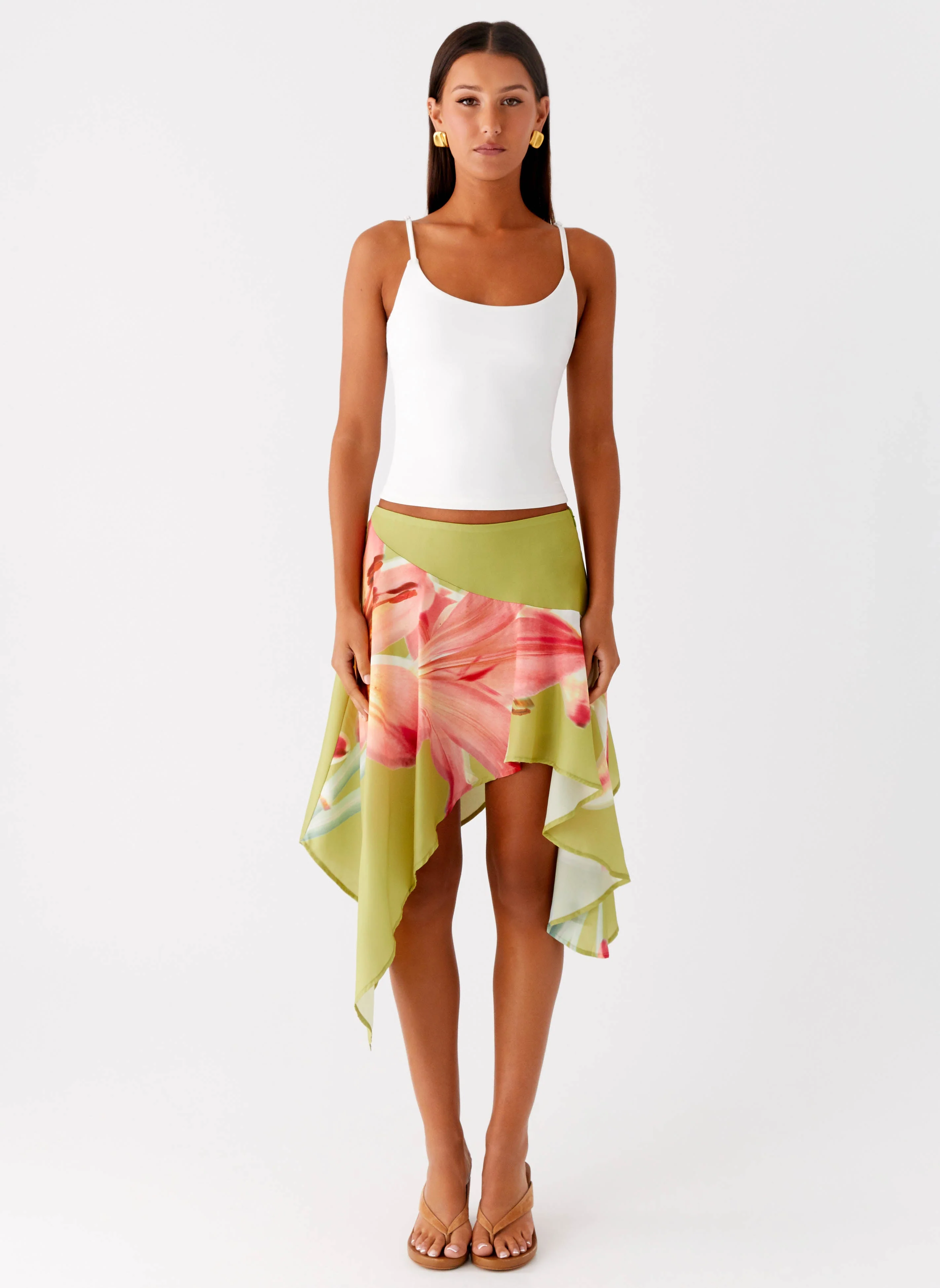 Kia Low Rise Asymmetrical Midi Skirt - Jungle Floral - Image 6