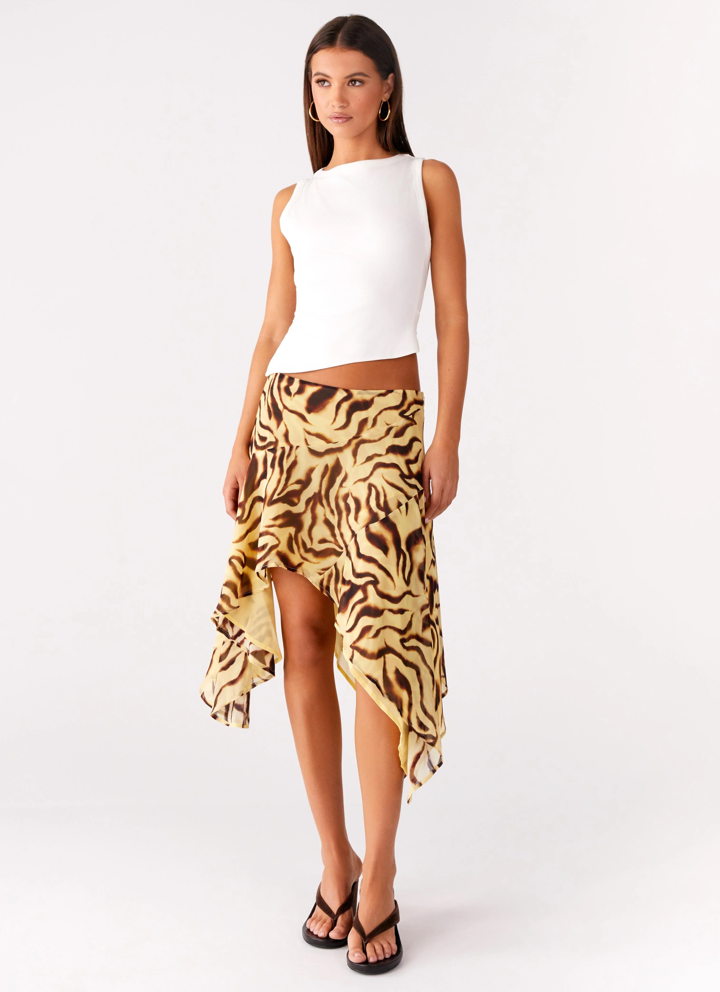 Kia Low Rise Asymmetrical Midi Skirt - Laguna Print - Image 5