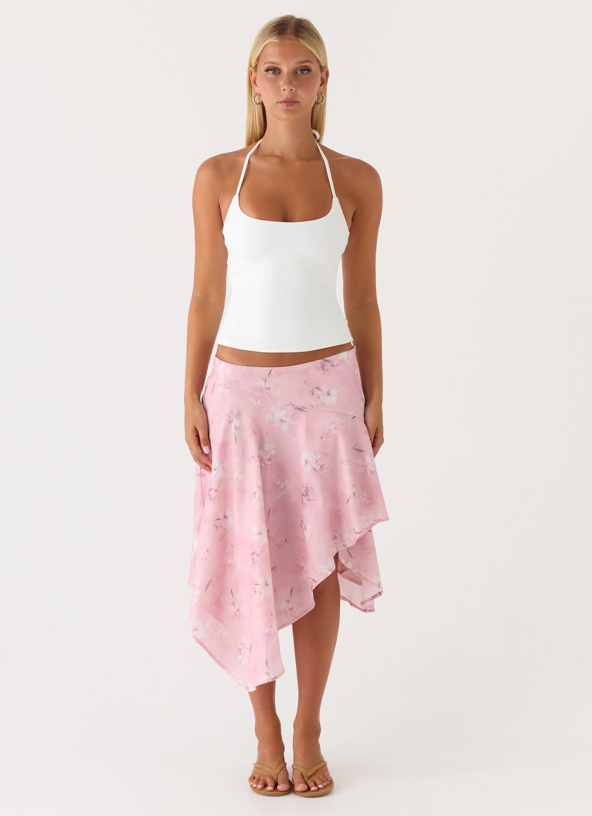 Kia Low Rise Asymmetrical Midi Skirt - Vintage Floral - Image 2