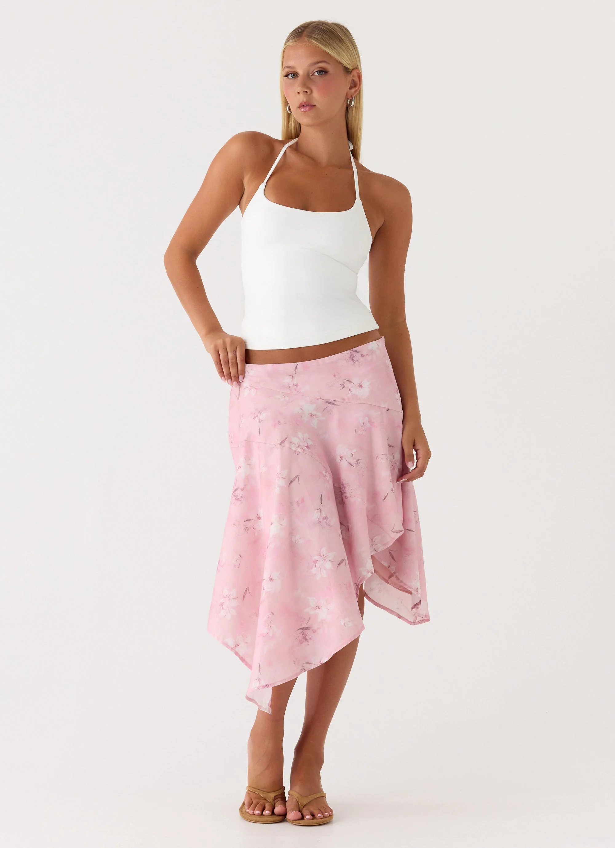 Kia Low Rise Asymmetrical Midi Skirt - Vintage Floral - Image 6