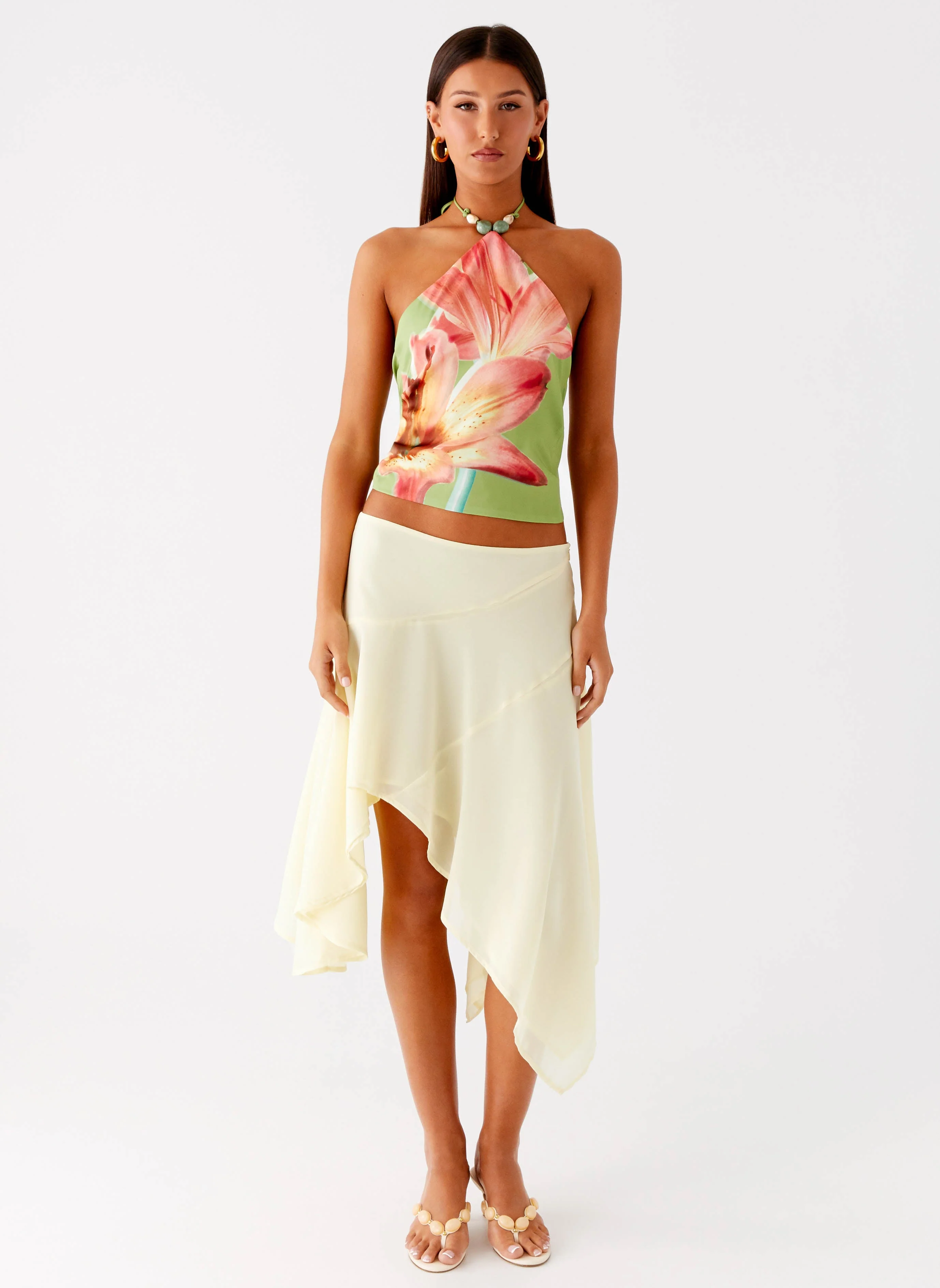 Kia Low Rise Asymmetrical Midi Skirt - Yellow - Image 6