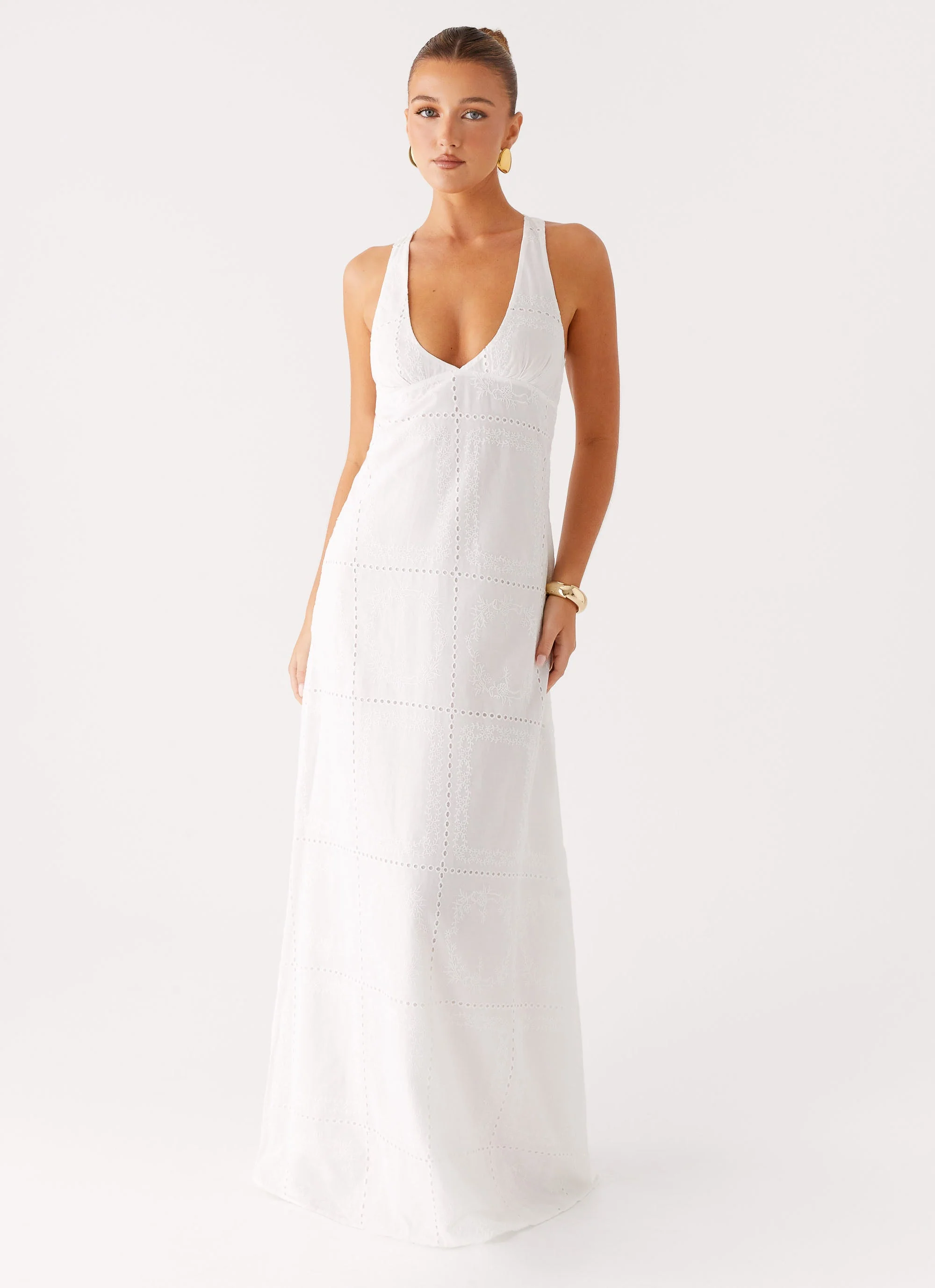 Kiana Halter Maxi Dress - White - Image 4