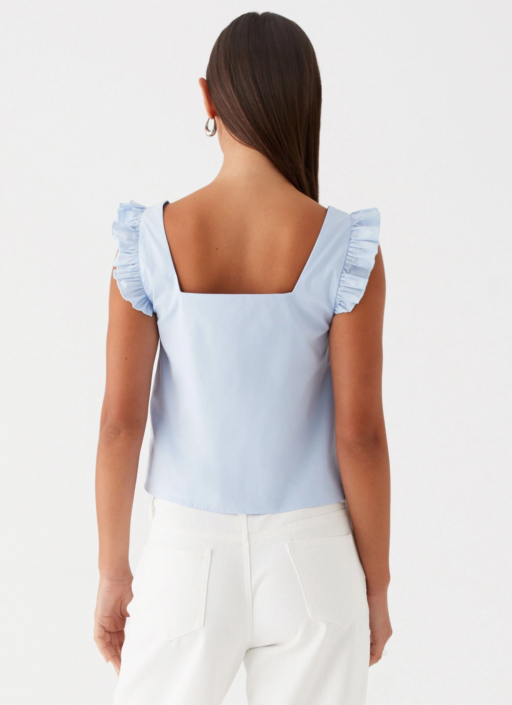 Kiani Tie Front Top - Blue - Image 4