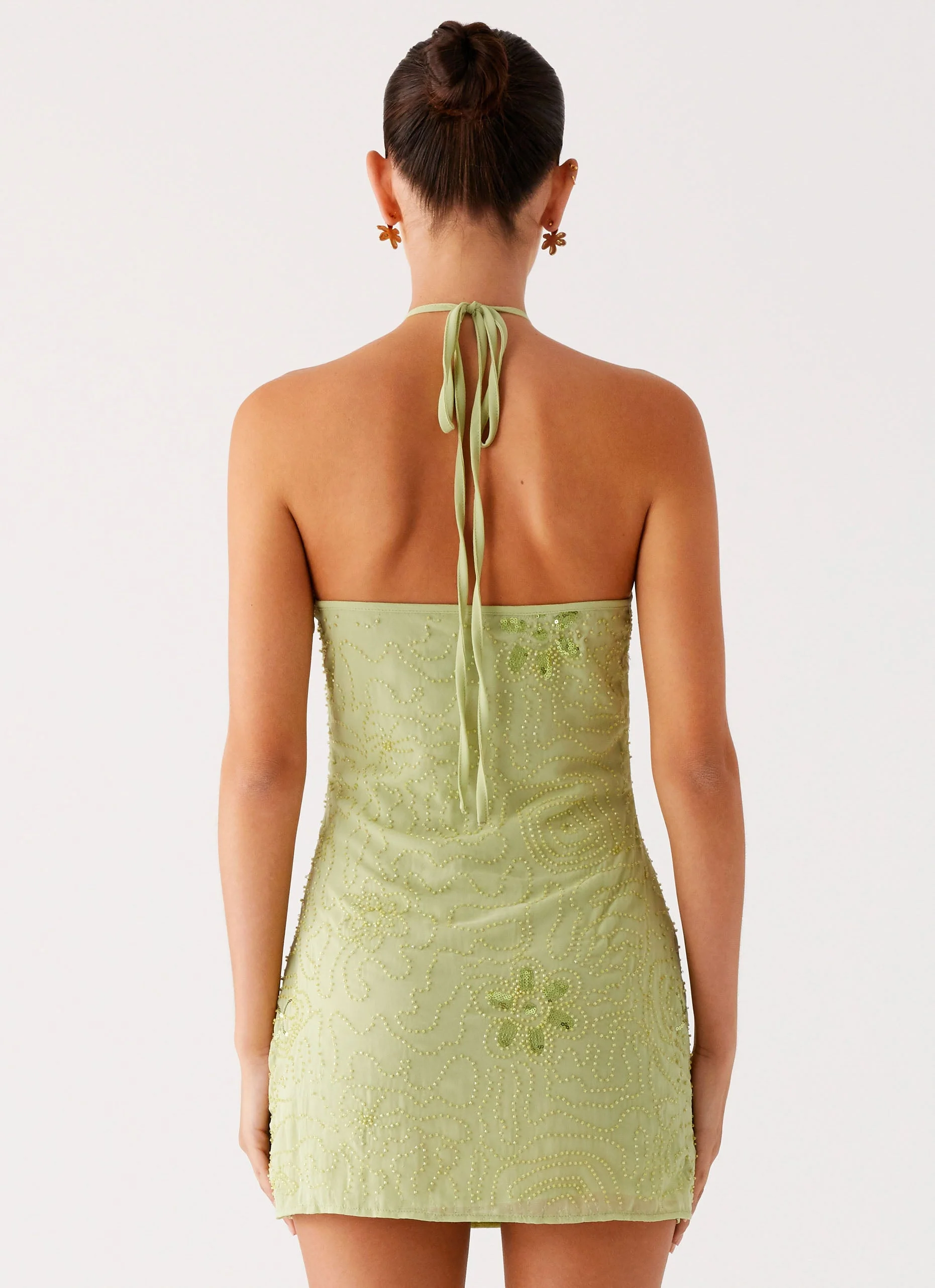 Kiara Beaded Mini Dress - Mint - Image 4