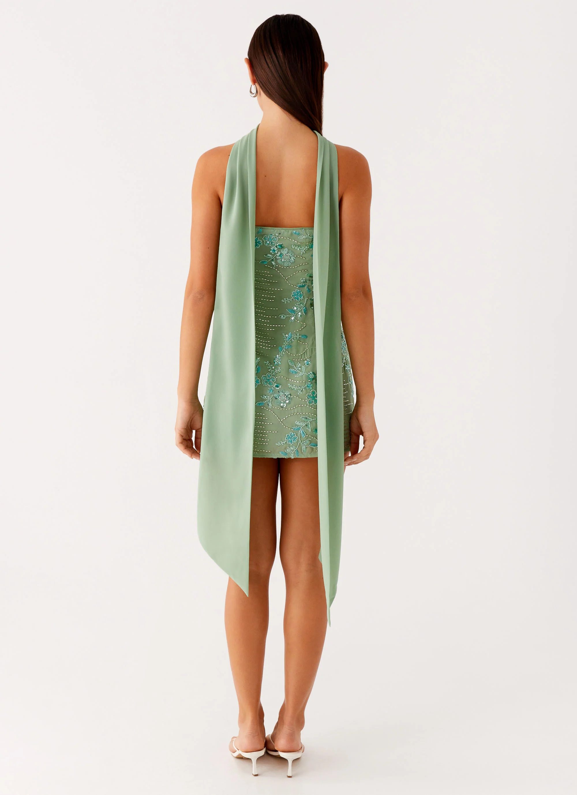 Kiesha Strapless Scarf Mini Dress - Mint - Image 4