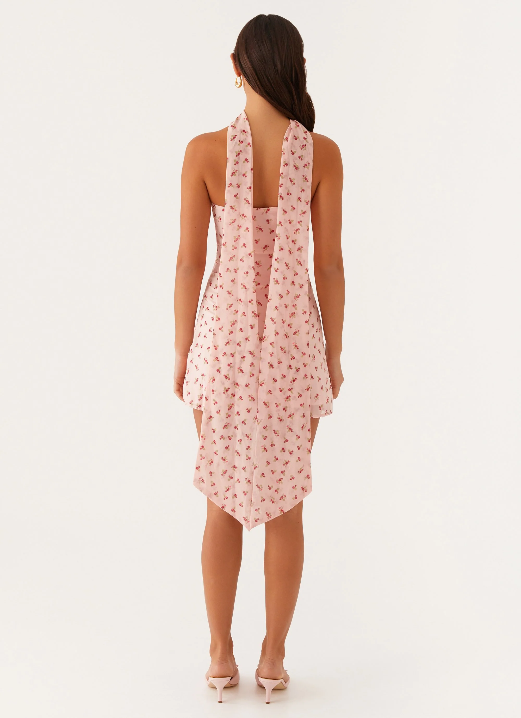 Kiesha Strapless Scarf Mini Dress - Pink Flower - Image 4