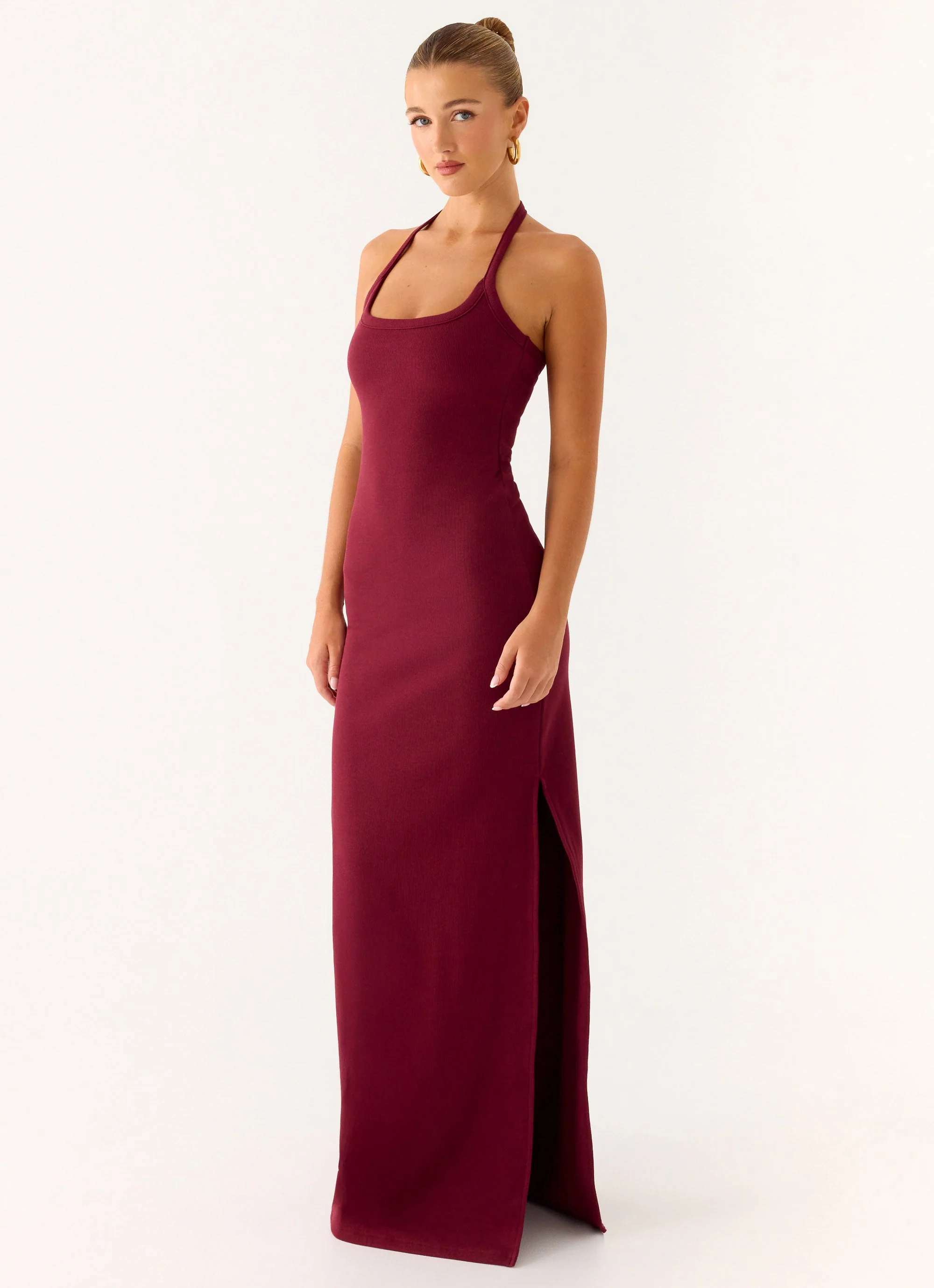 Kill This Love Ribbed Maxi Dress - Dark Cherry - Image 4