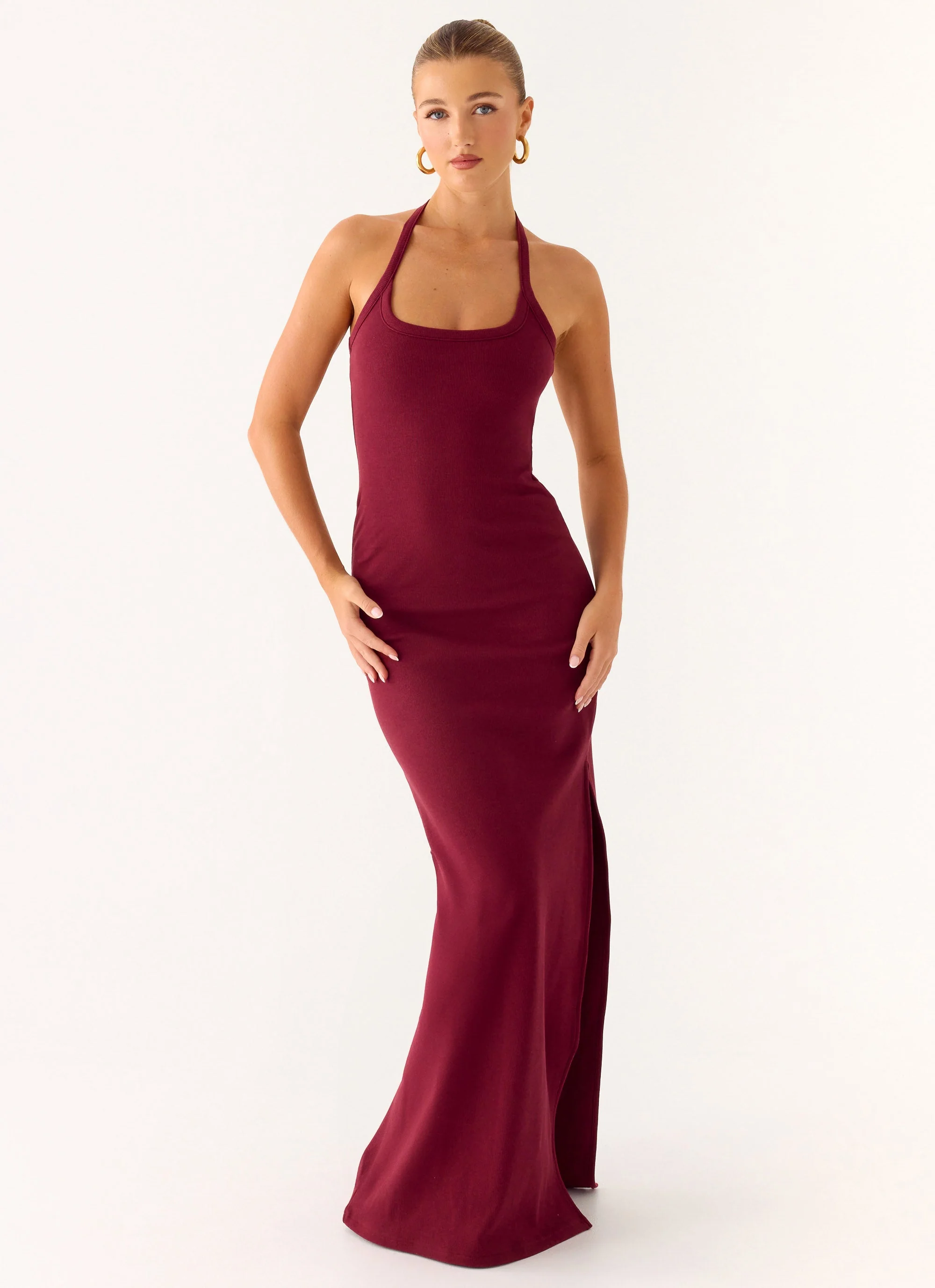 Kill This Love Ribbed Maxi Dress - Dark Cherry - Image 5