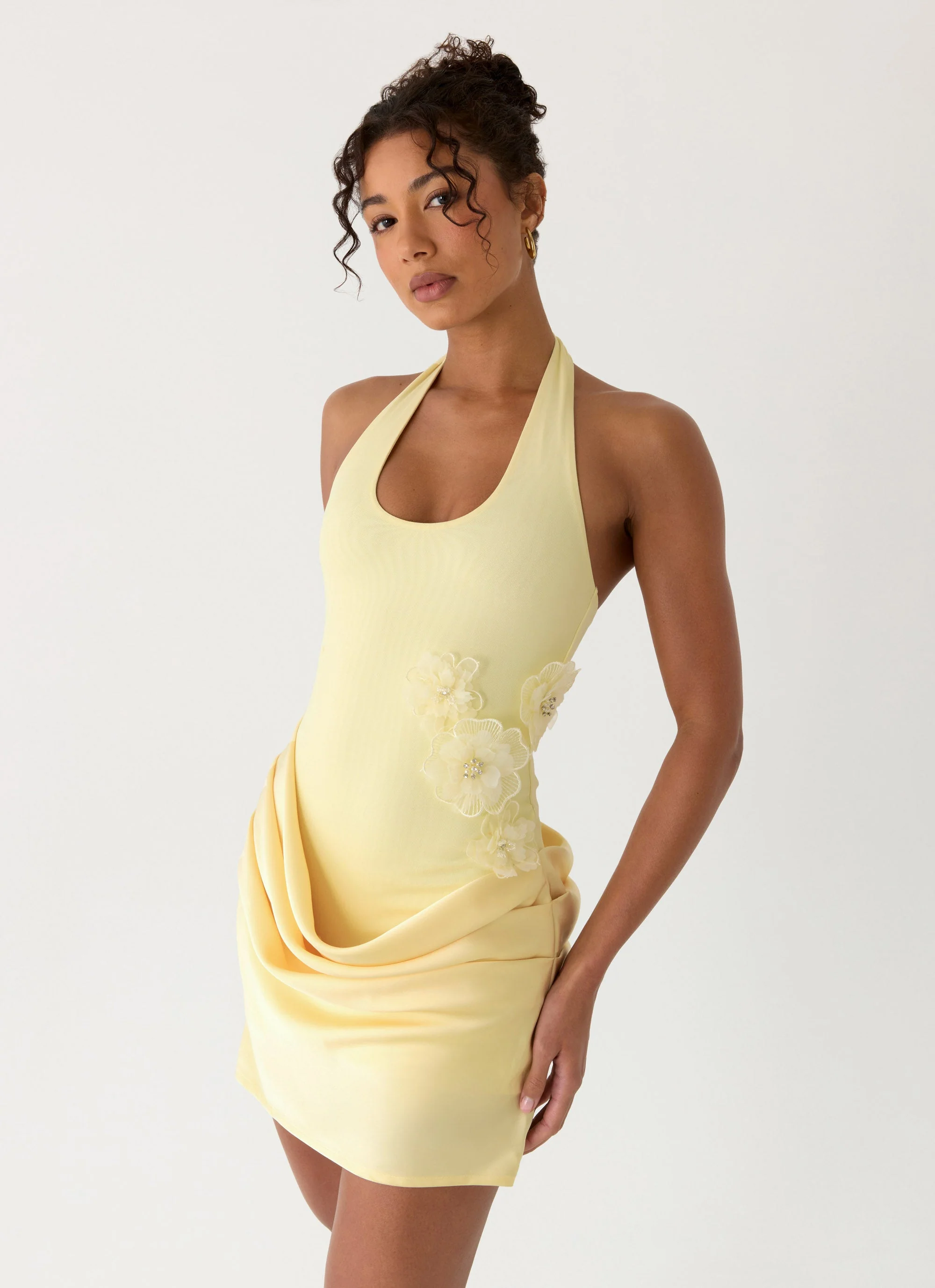 Kimana Halter Mini Dress - Yellow - Image 7