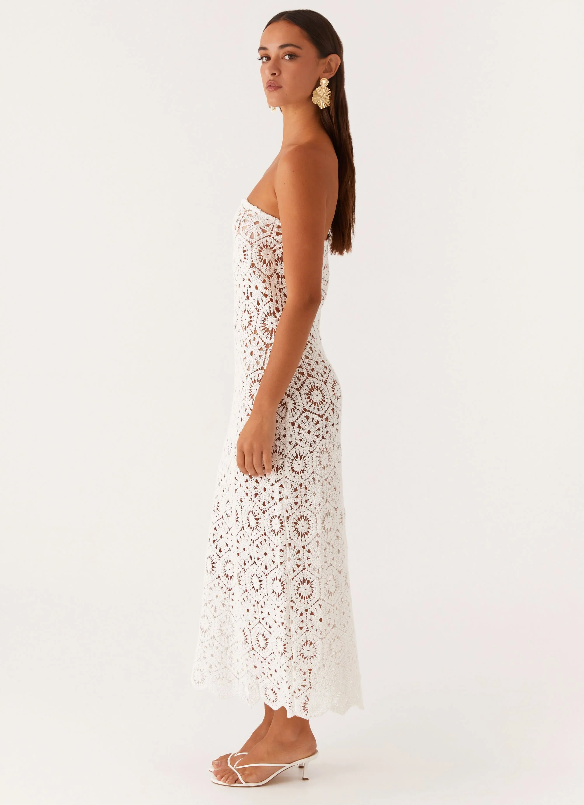 Kingsly Crochet Maxi Dress - White - Image 4