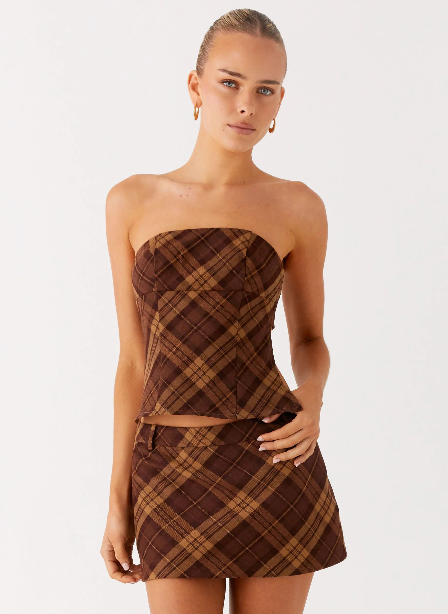 Kira Strapless Top - Plaid - Image 6