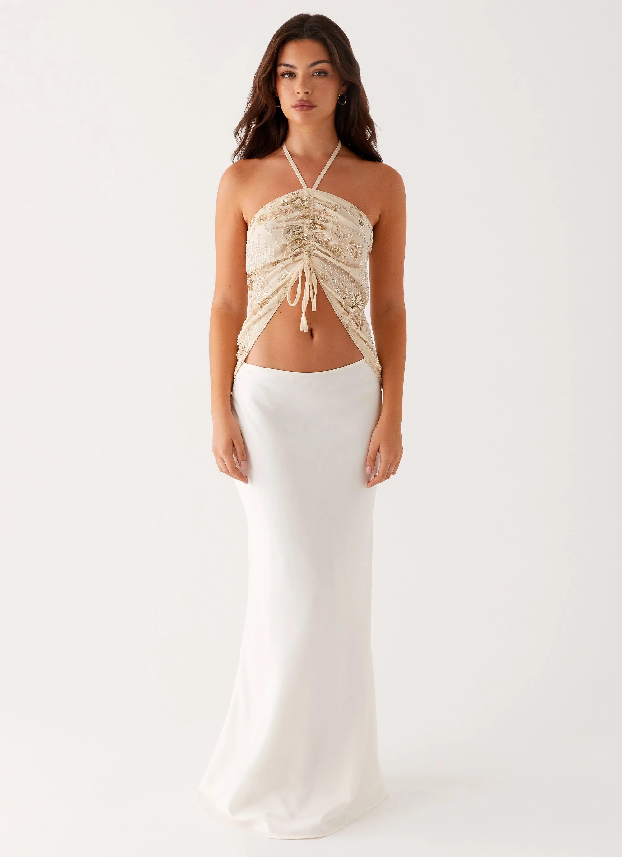 Kirrily Beaded Halter Top - Ivory - Image 3