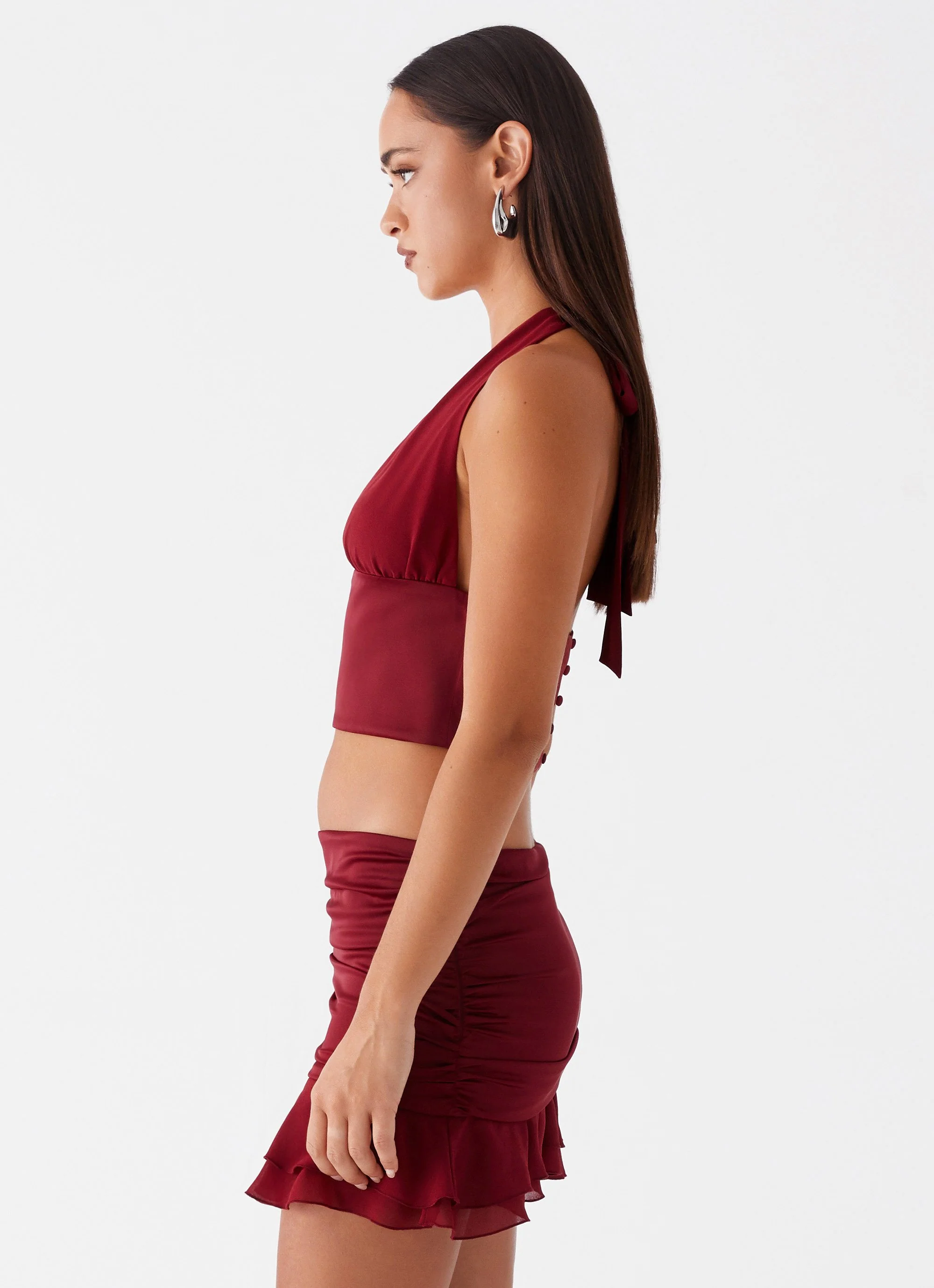 Kitty Chiffon Halter Top - Cherry Red - Image 4