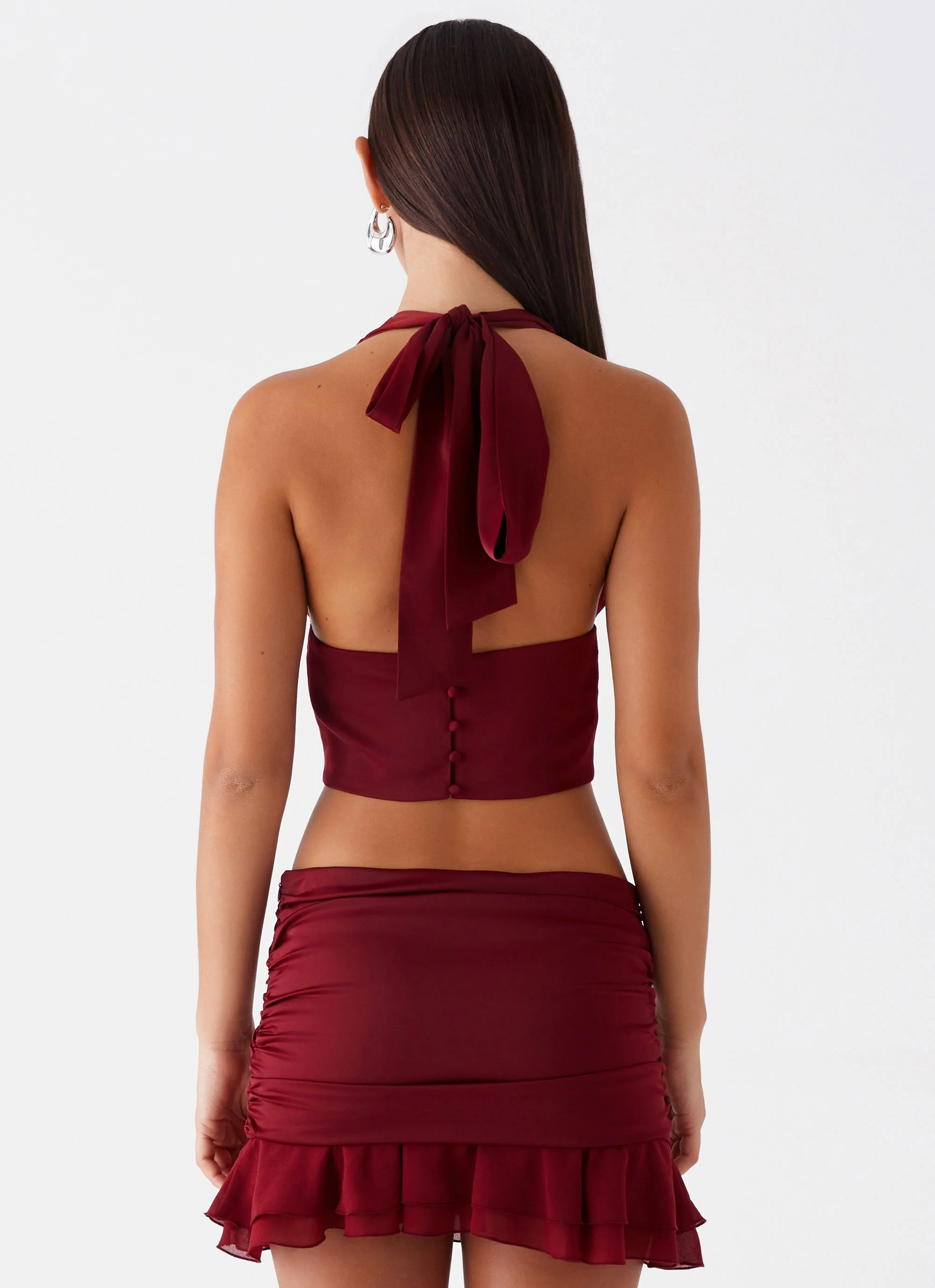 Kitty Chiffon Halter Top - Cherry Red - Image 5