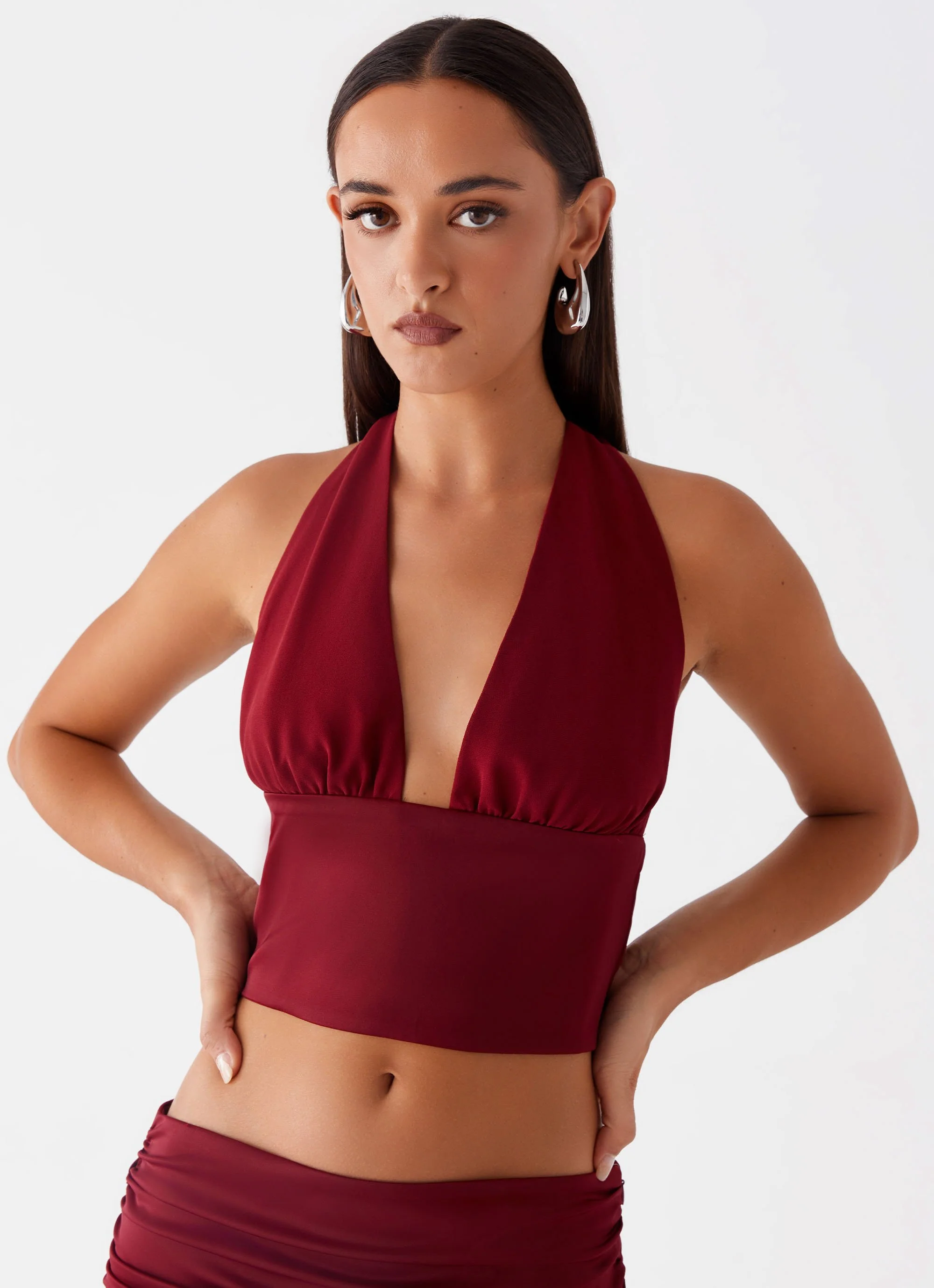 Kitty Chiffon Halter Top - Cherry Red - Image 6