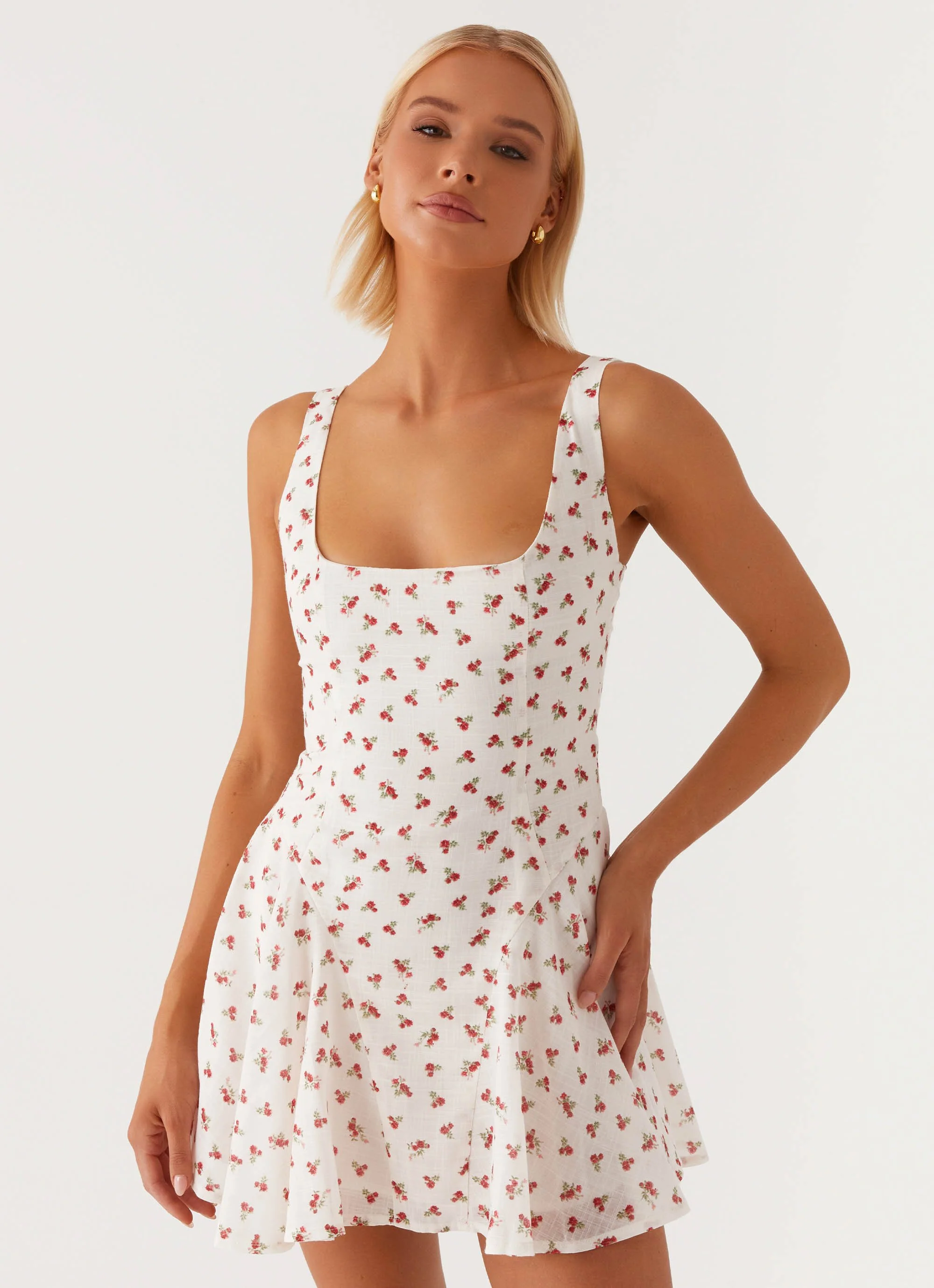 Kiva Mini Dress - Red Ditsy Floral - Image 6