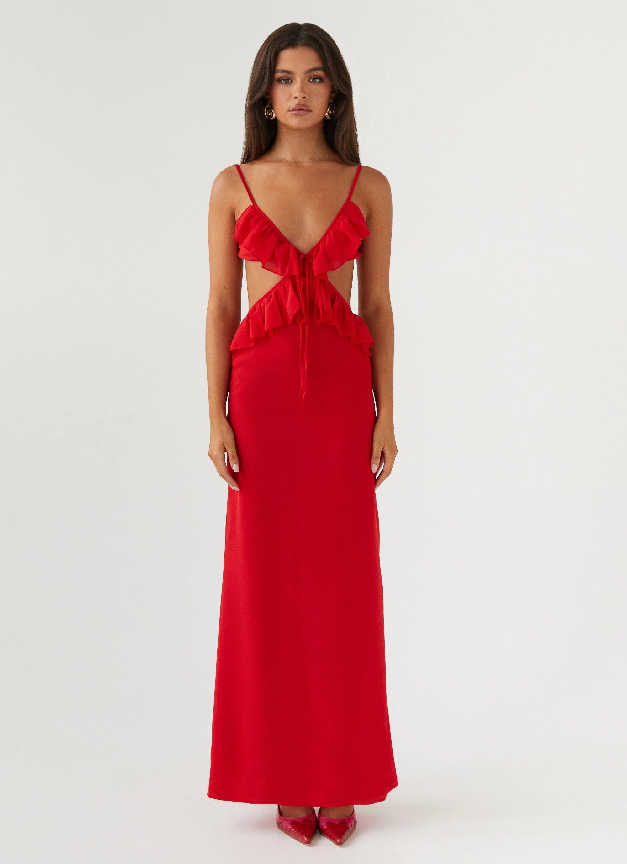 Klara Cut Out Maxi Dress - Red - Image 2