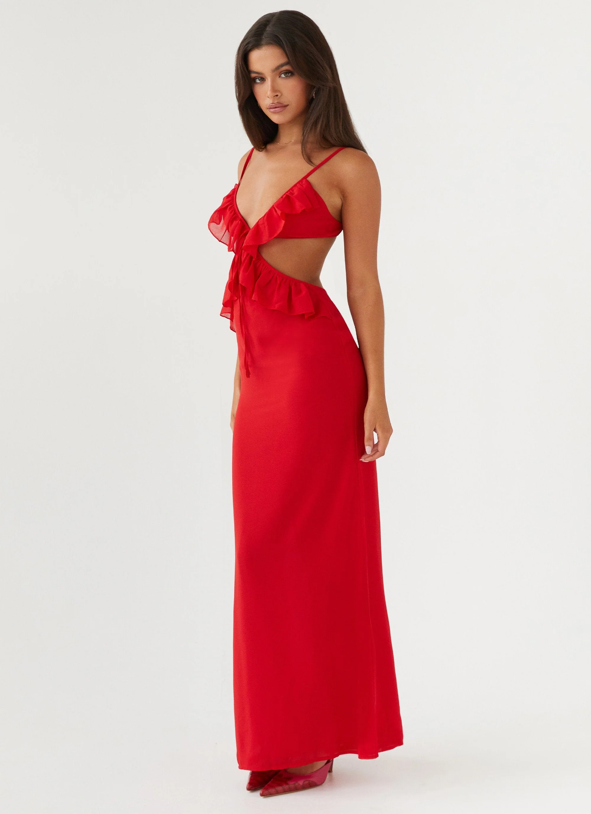 Klara Cut Out Maxi Dress - Red - Image 3