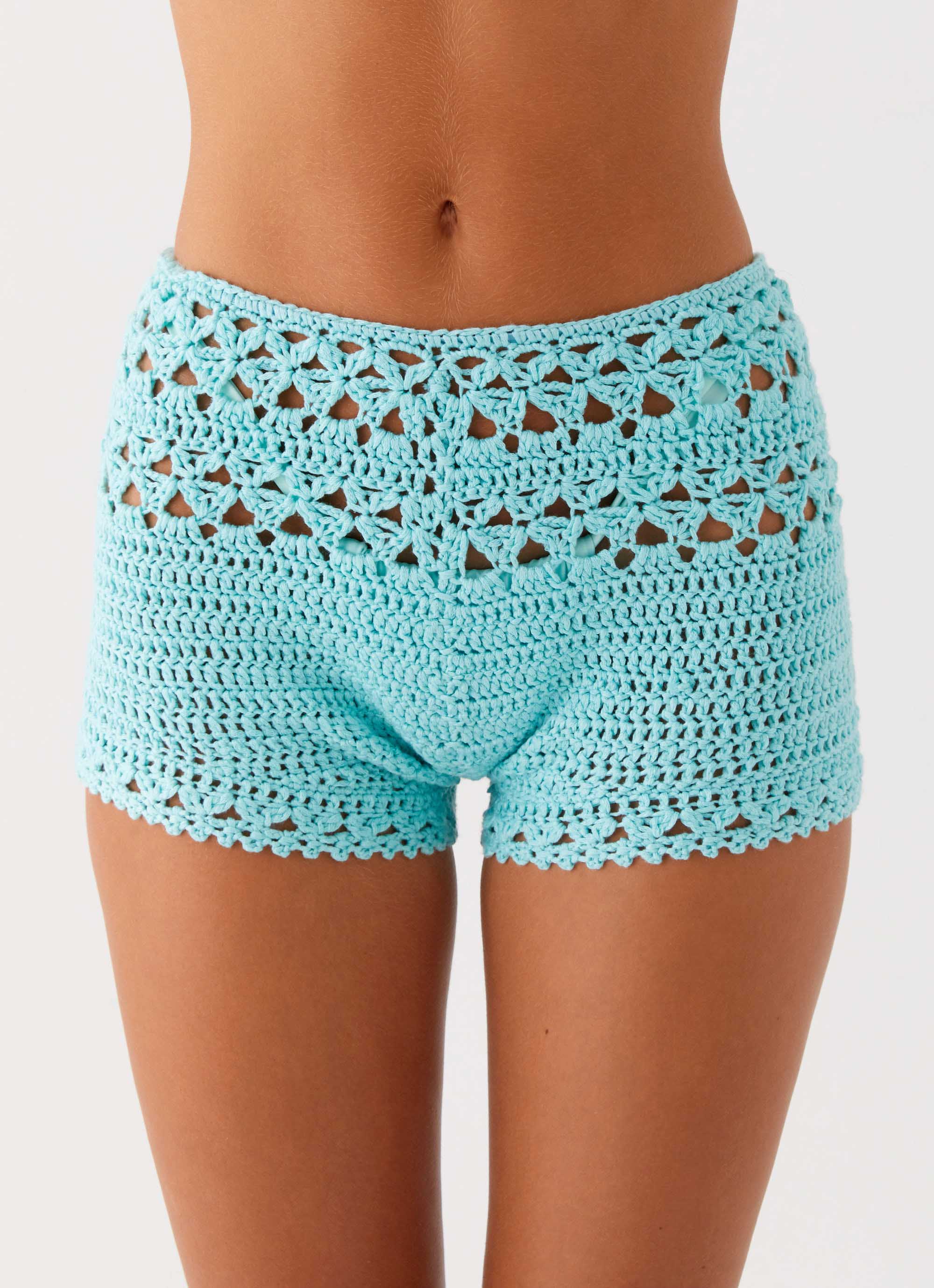 Kristelle Crochet Shorts - Turquoise - Image 6