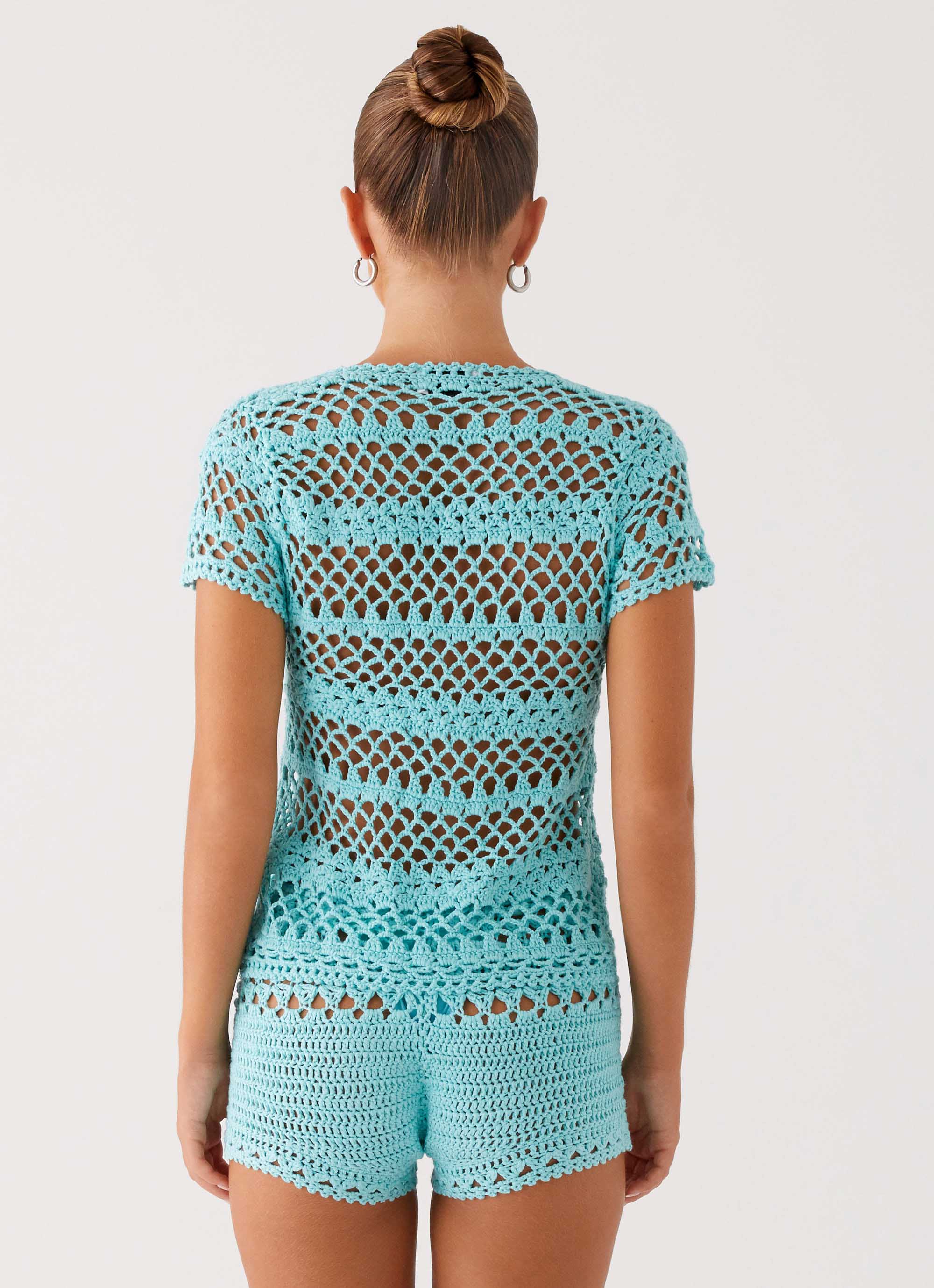 Kristelle Crochet Shorts - Turquoise - Image 7