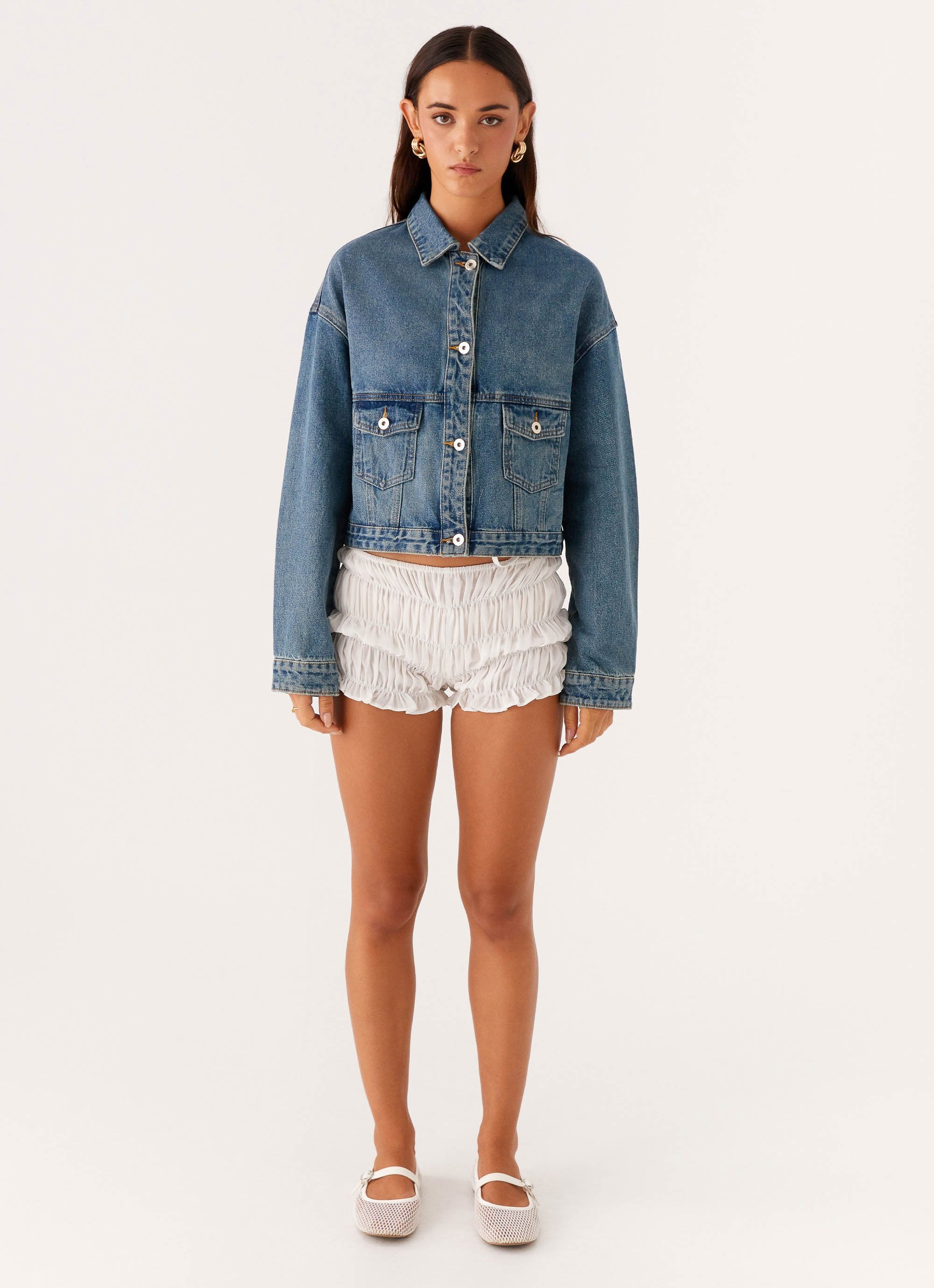Kristy Oversized Denim Jacket - Blue - Image 2