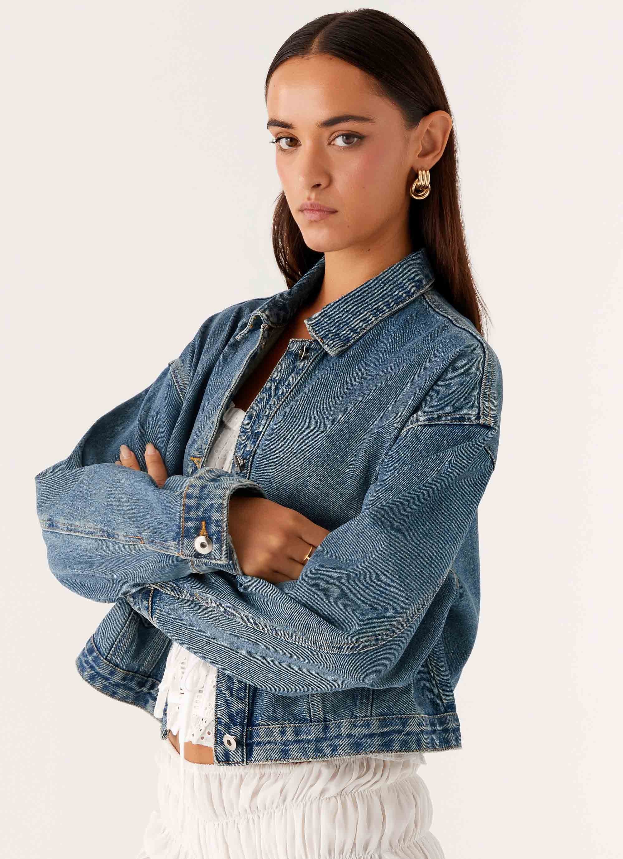 Kristy Oversized Denim Jacket - Blue - Image 6