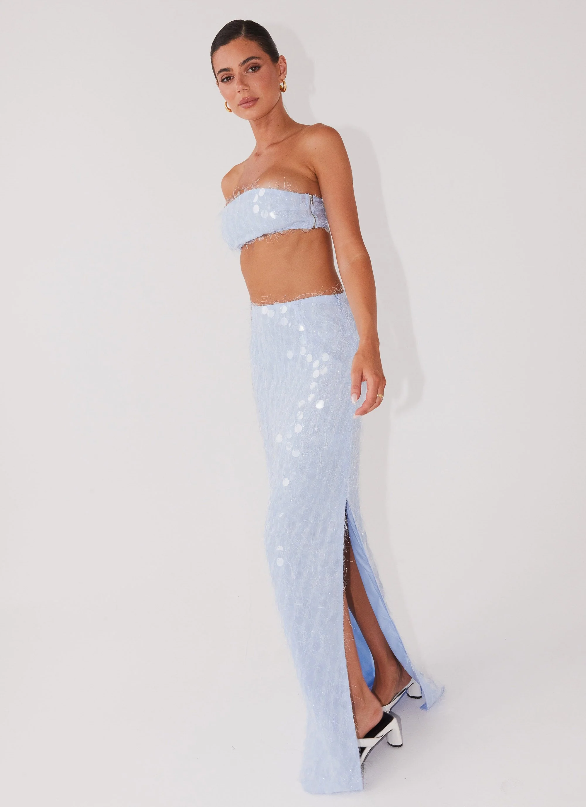 Kyleigh Textured Sequin Bandeau Top - Lavender Mist - Image 6