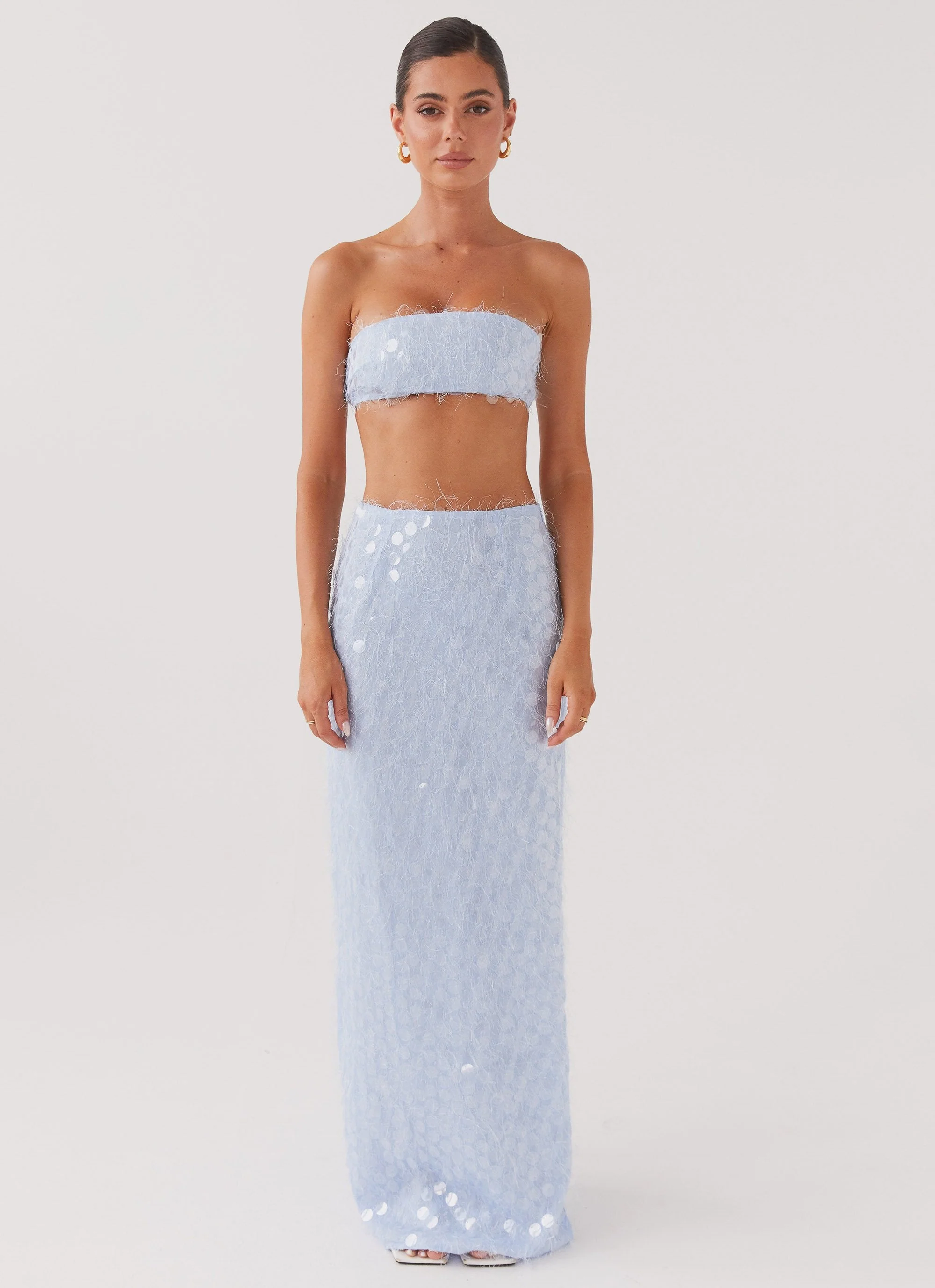 Kyleigh Textured Sequin Maxi Skirt - Lavender Mist - Image 2