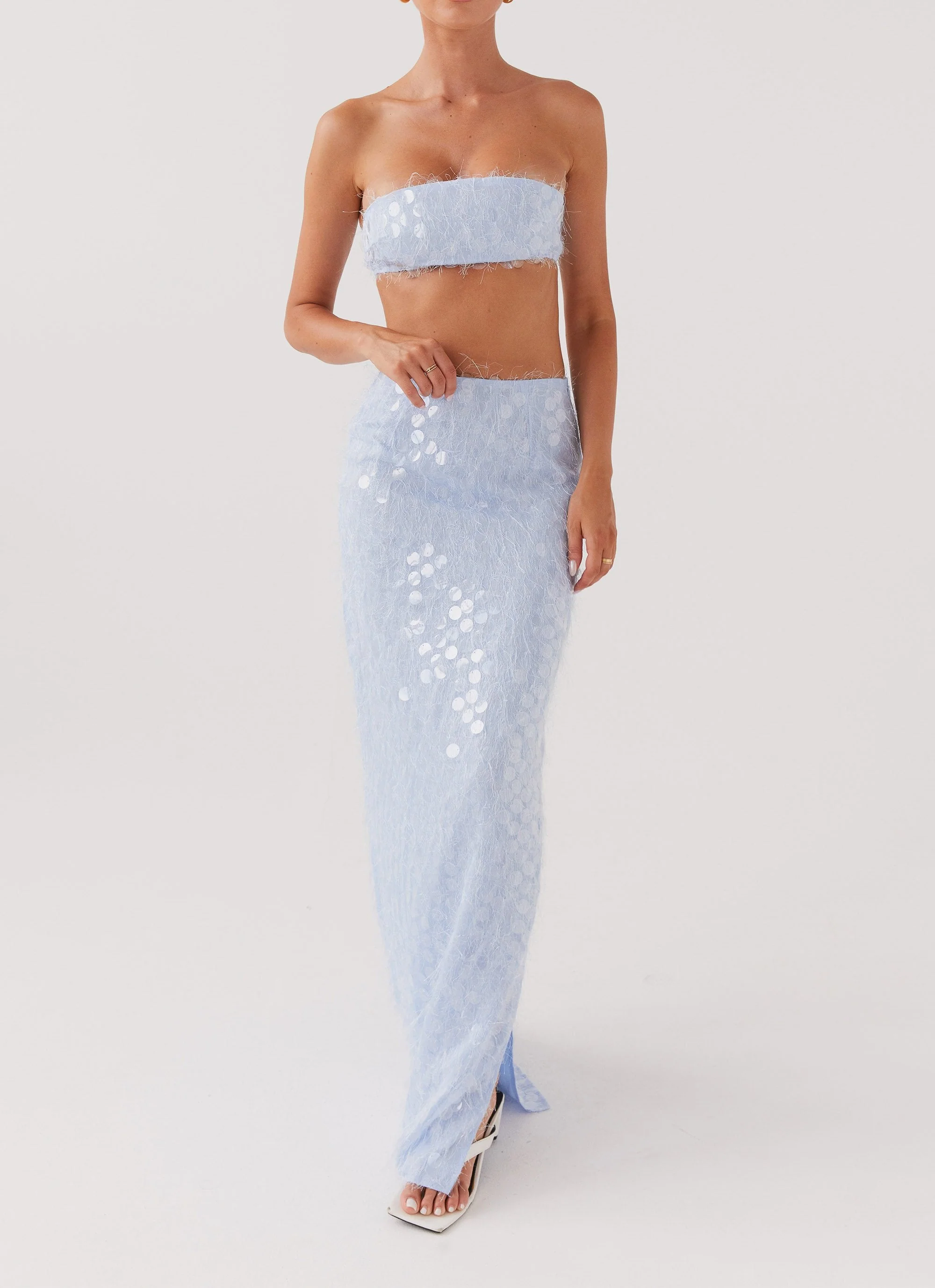 Kyleigh Textured Sequin Maxi Skirt - Lavender Mist - Image 5
