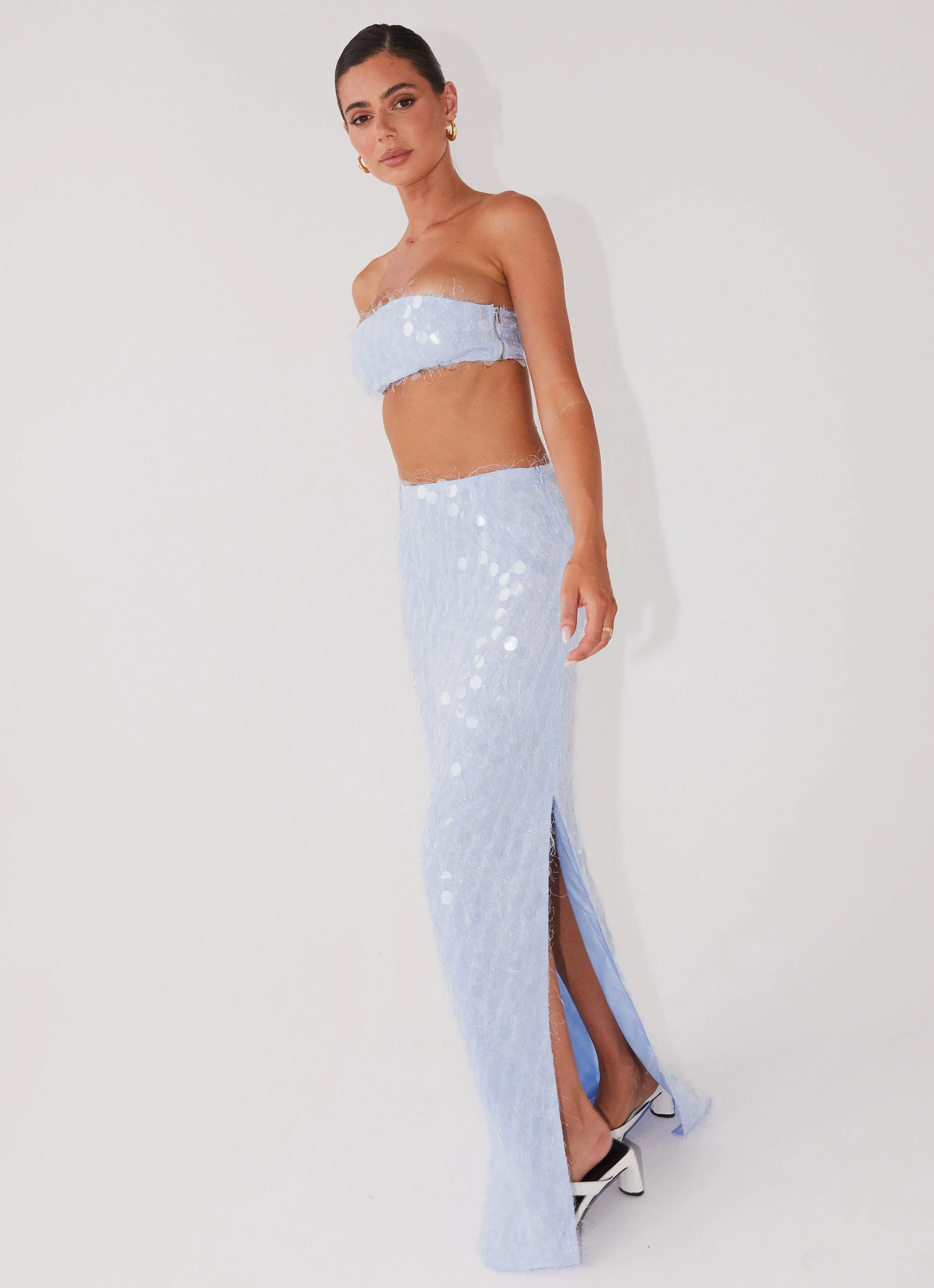 Kyleigh Textured Sequin Maxi Skirt - Lavender Mist - Image 6