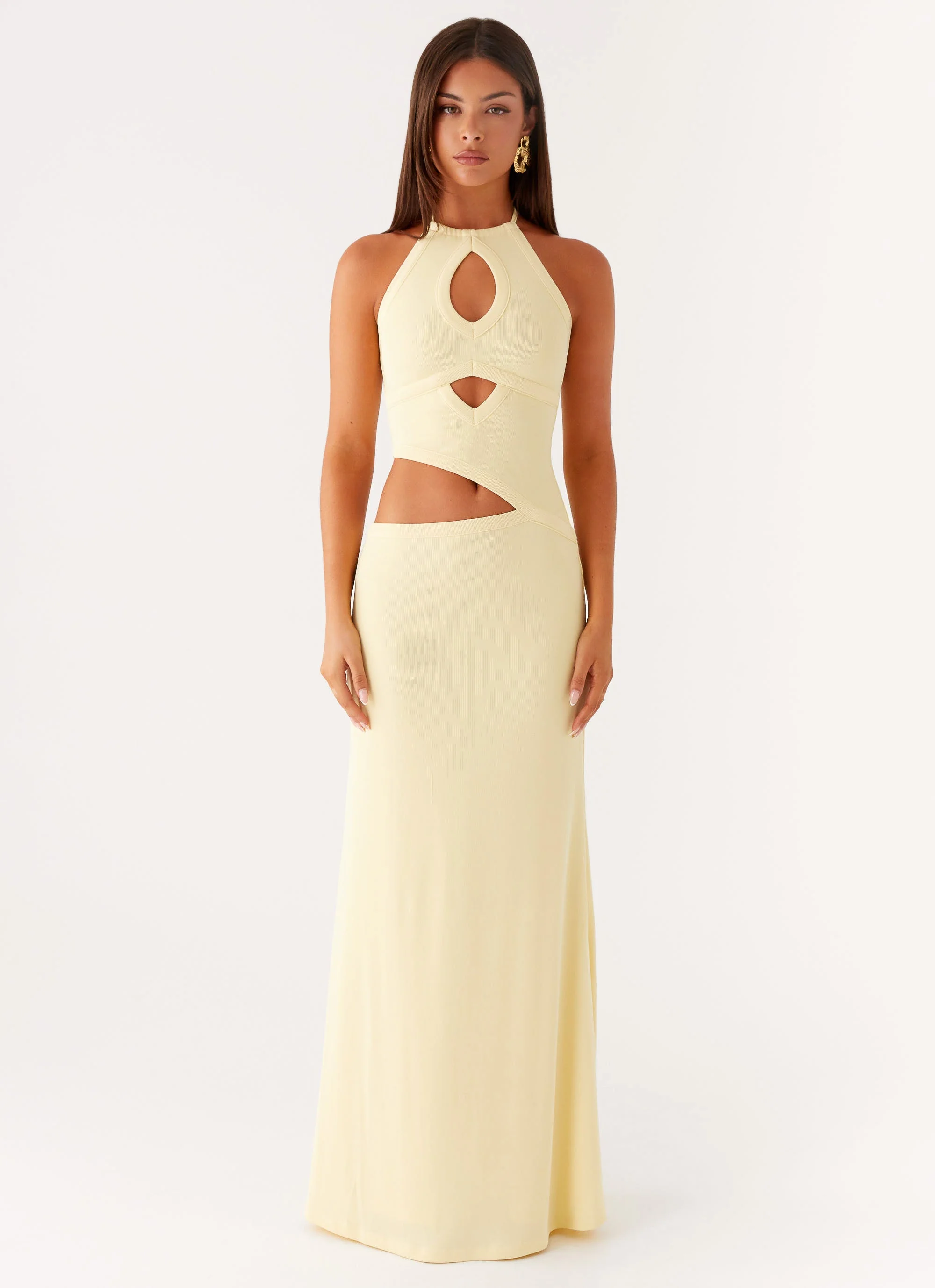 Lanah Cut Out Maxi Dress - Yellow - Image 2