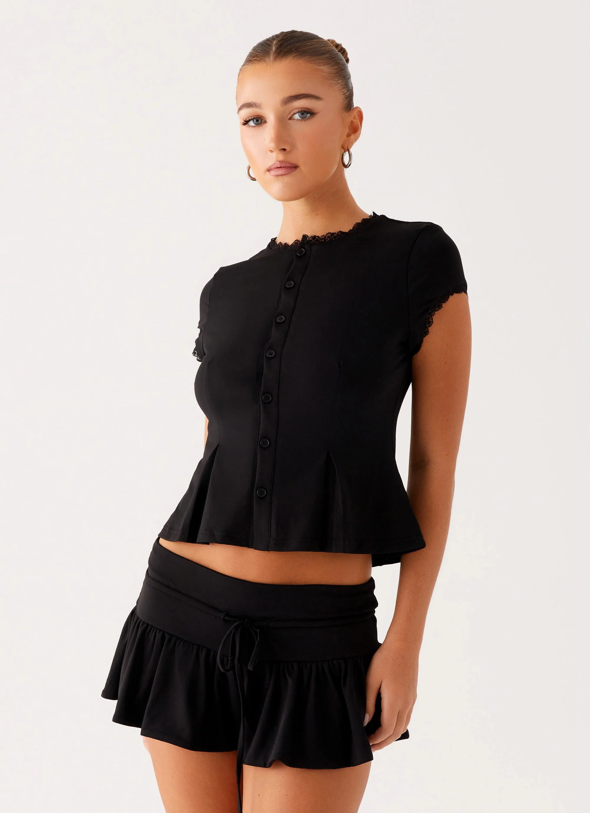 Landon Button Up Top - Black - Image 2