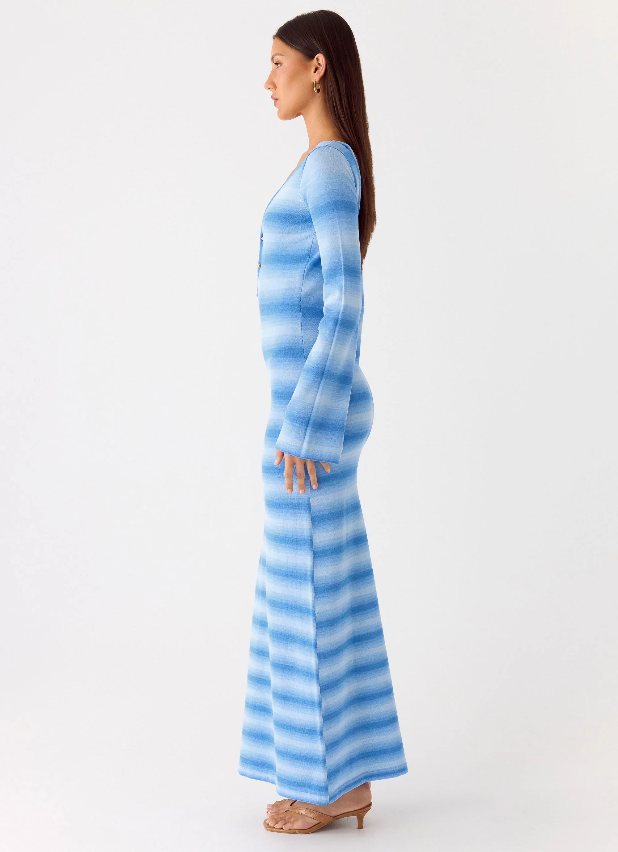 Late Night Calls Knit Maxi Dress - Cerulean - Image 2