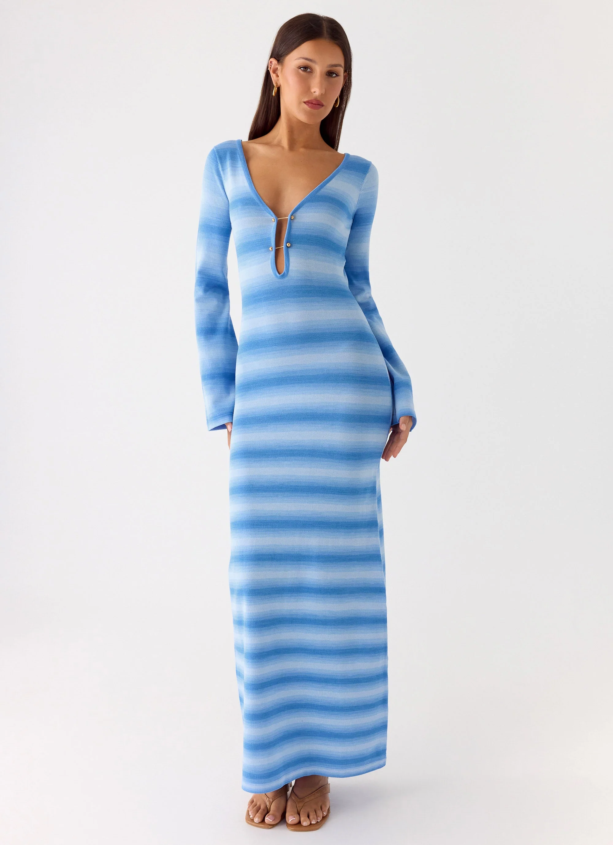 Late Night Calls Knit Maxi Dress - Cerulean - Image 4