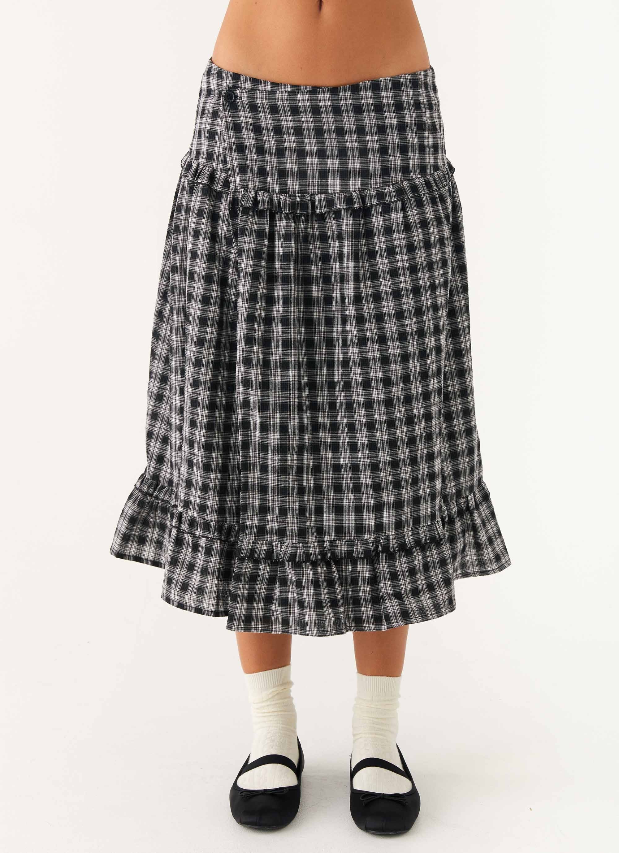 Laura Midi Skirt - White Black Check - Image 3