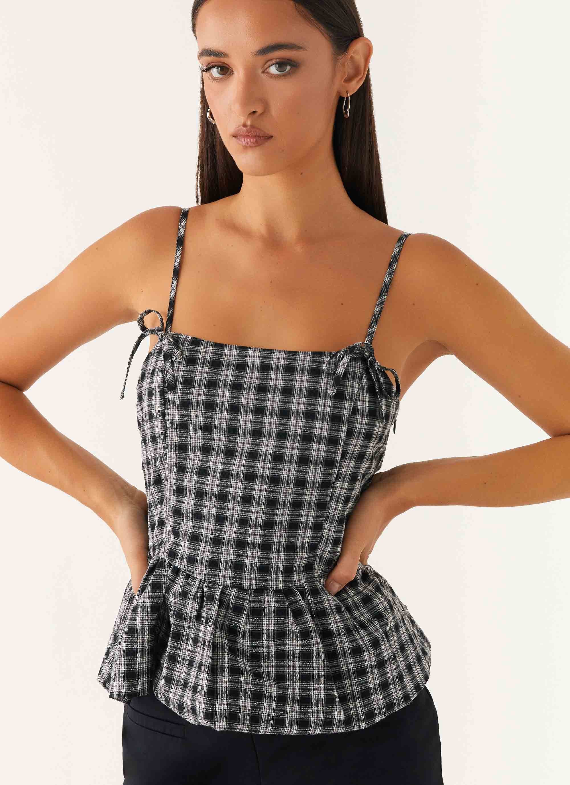 Laura Top - White Black Check - Image 5