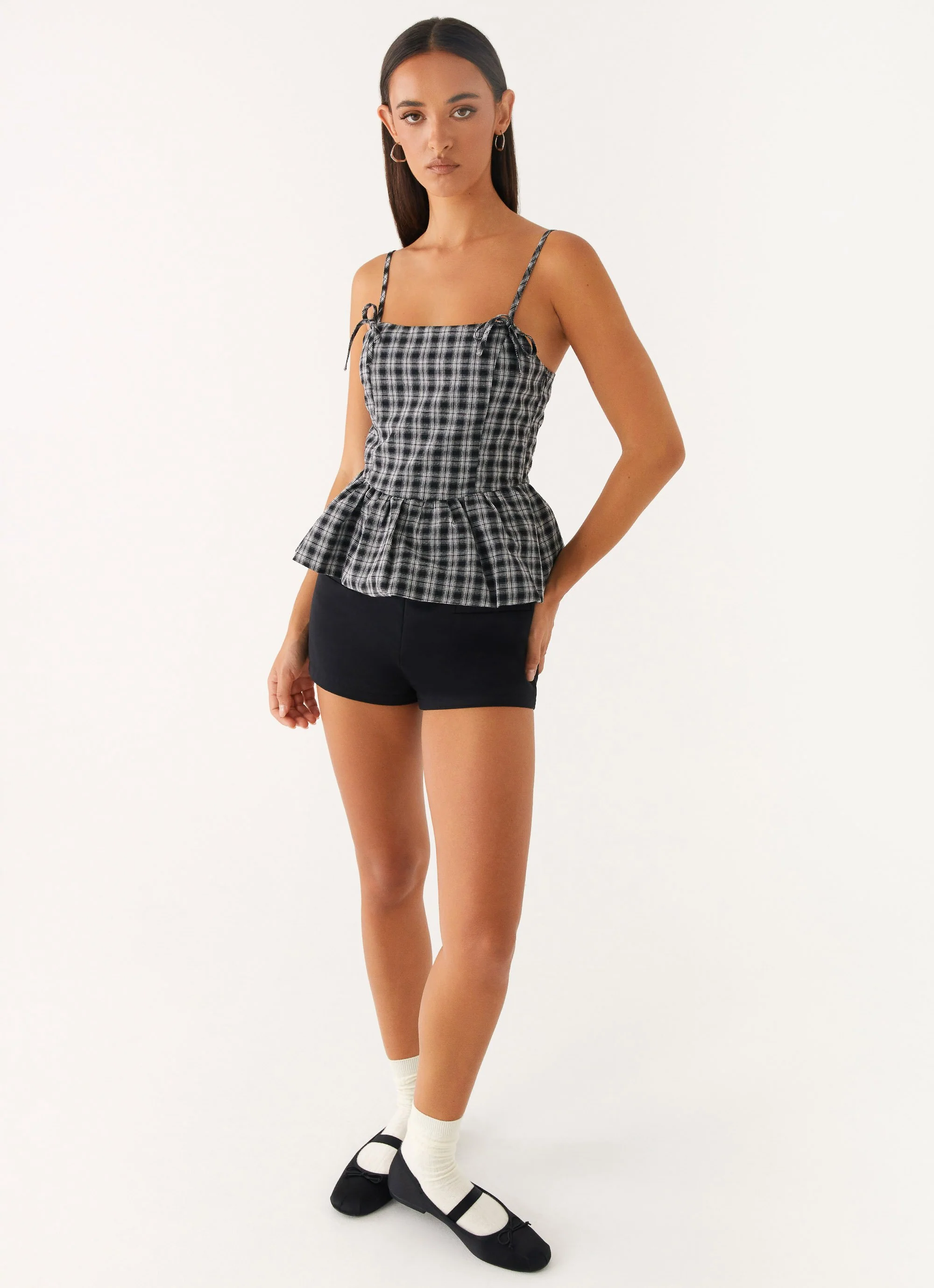 Laura Top - White Black Check - Image 6