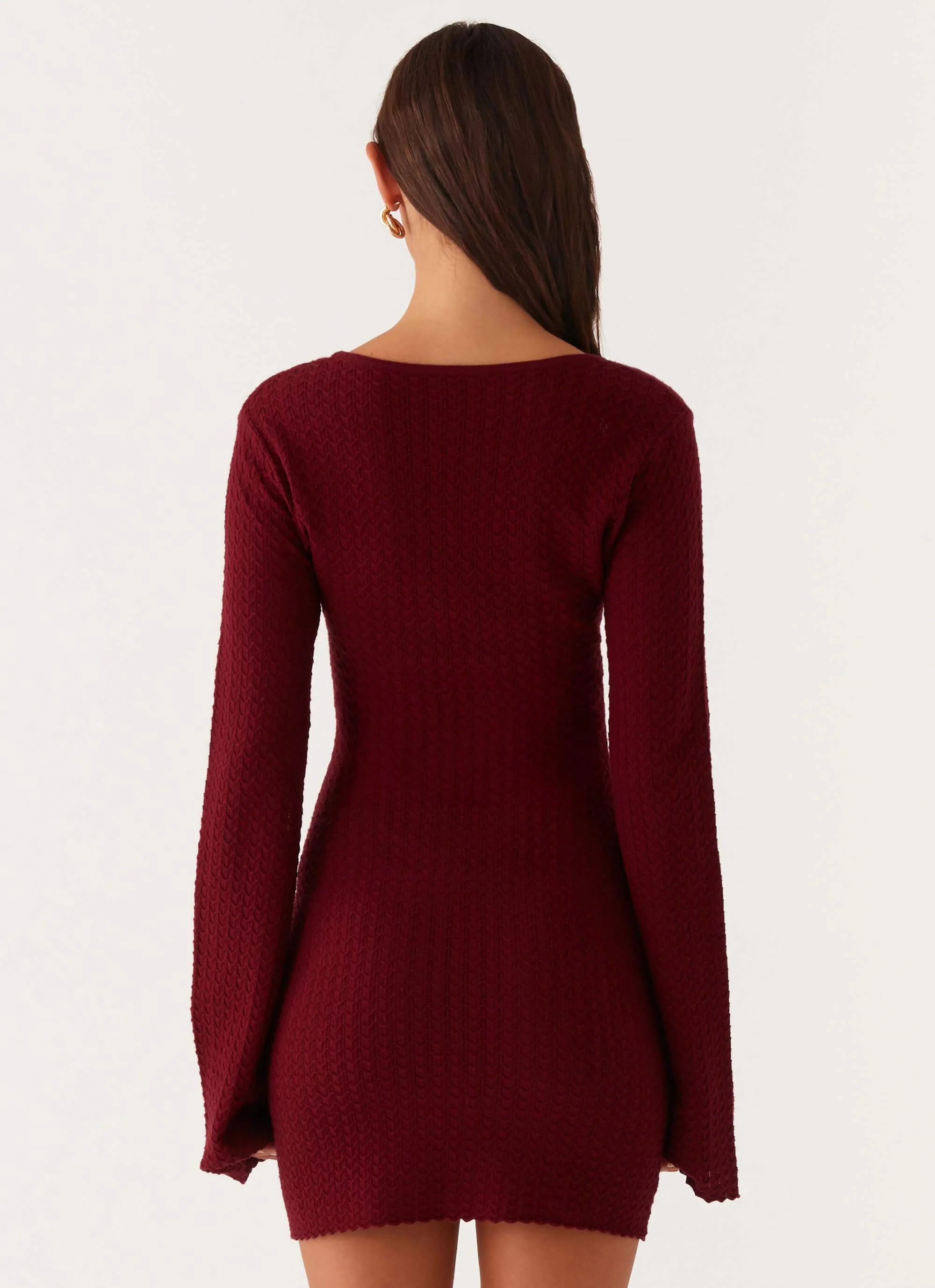 Lavelle Knit Mini Dress - Maroon - Image 4