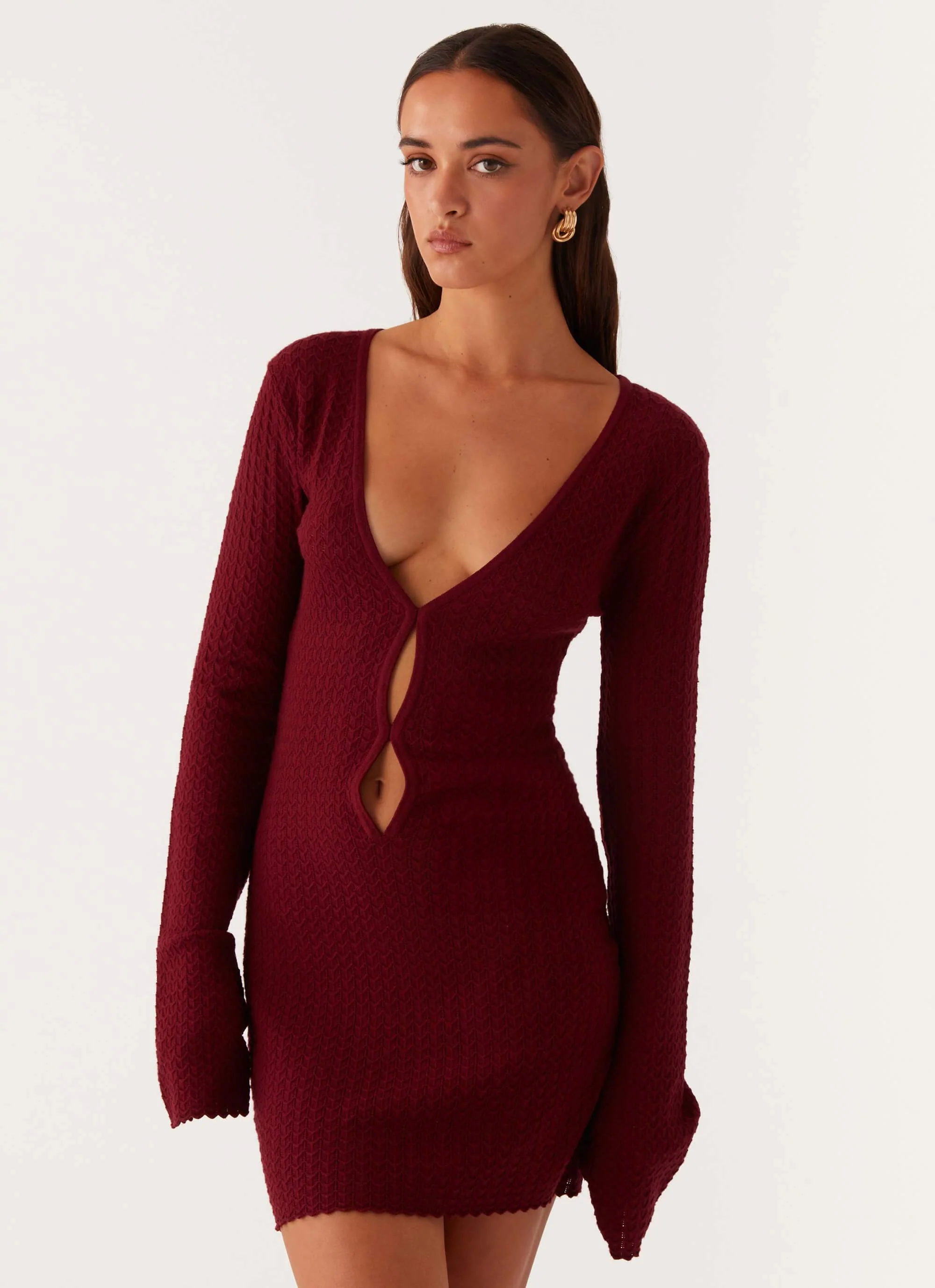 Lavelle Knit Mini Dress - Maroon - Image 5