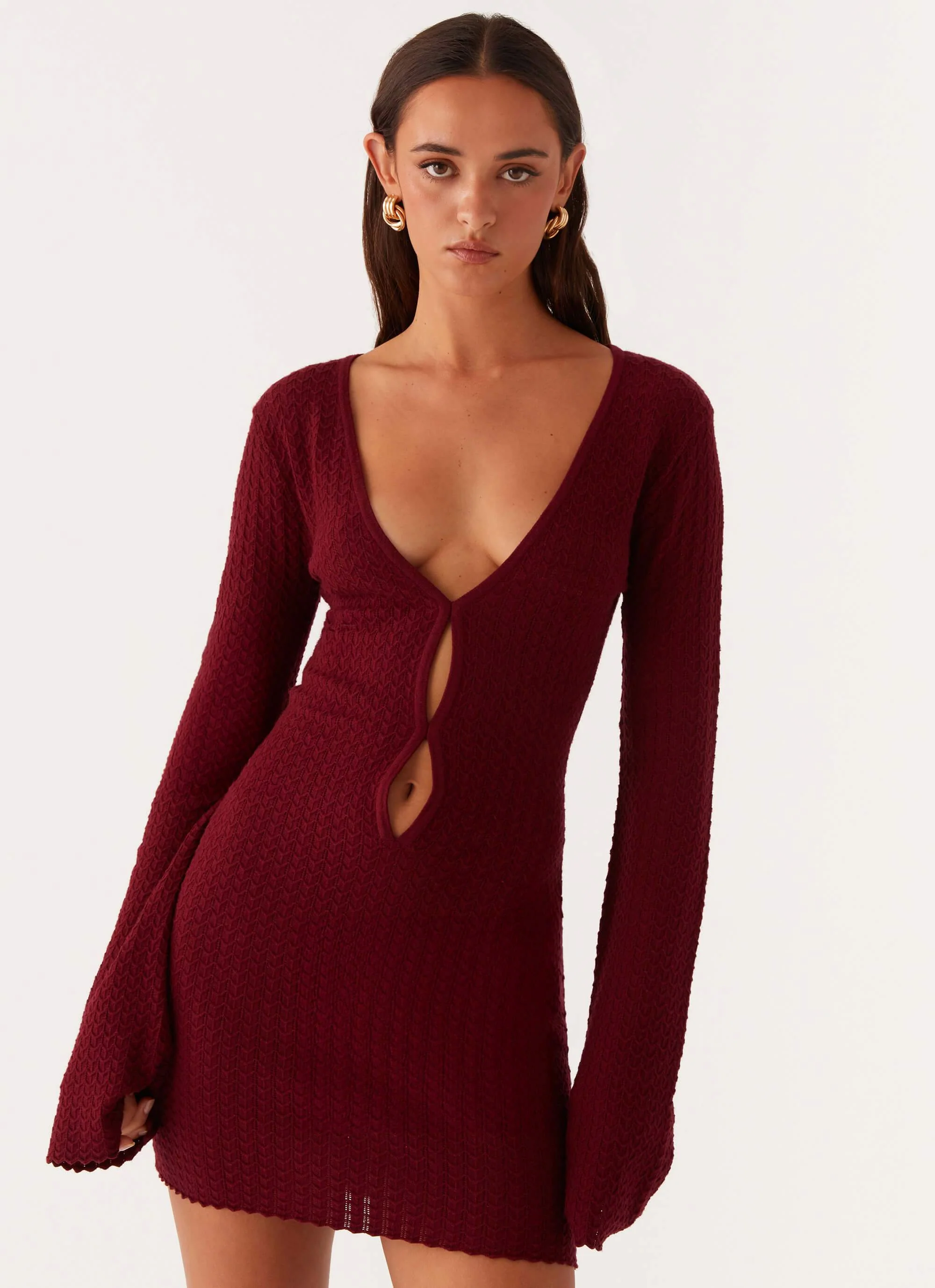Lavelle Knit Mini Dress - Maroon - Image 6