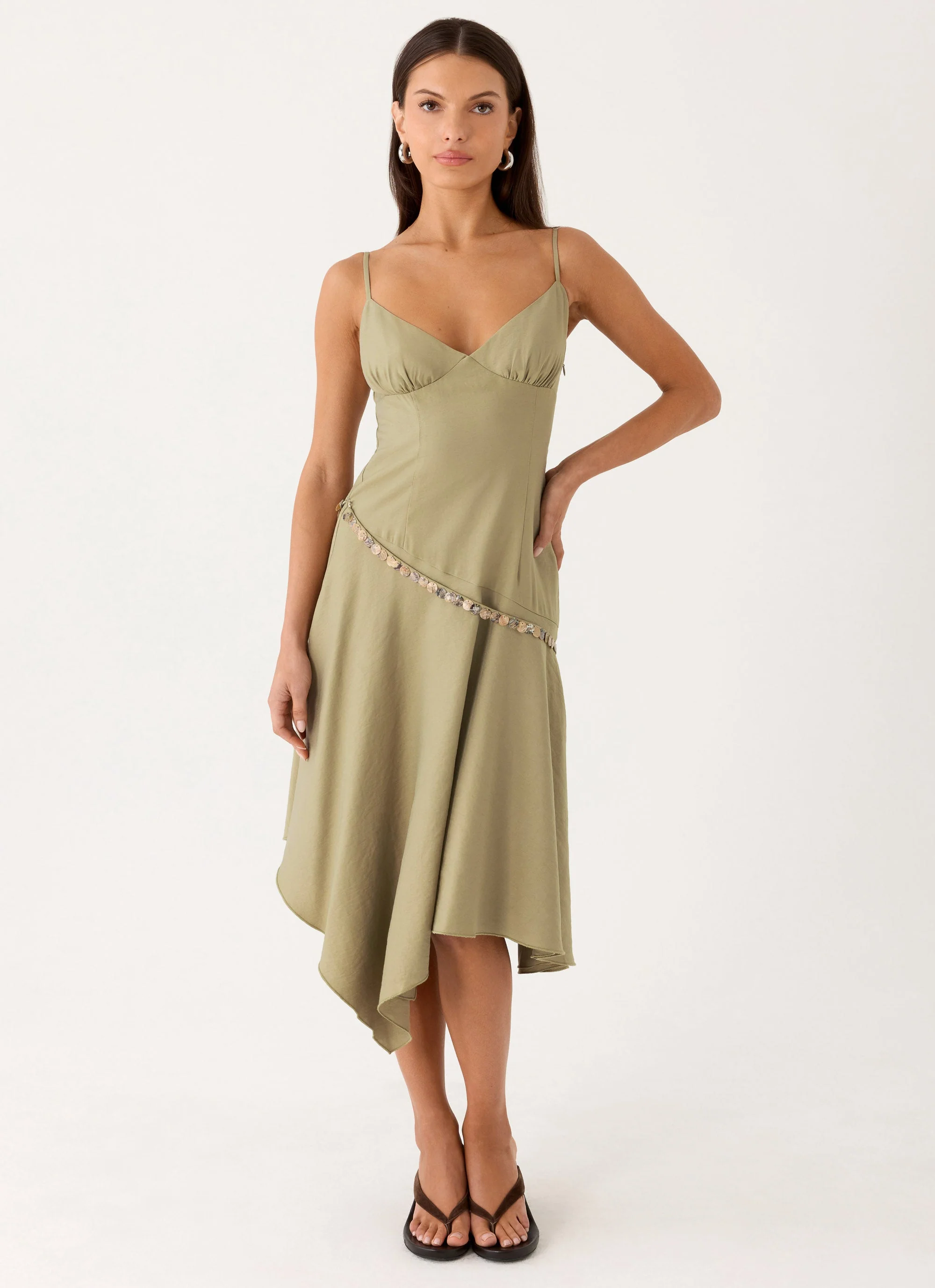 Lazure Midi Dress - Pale Olive - Image 4