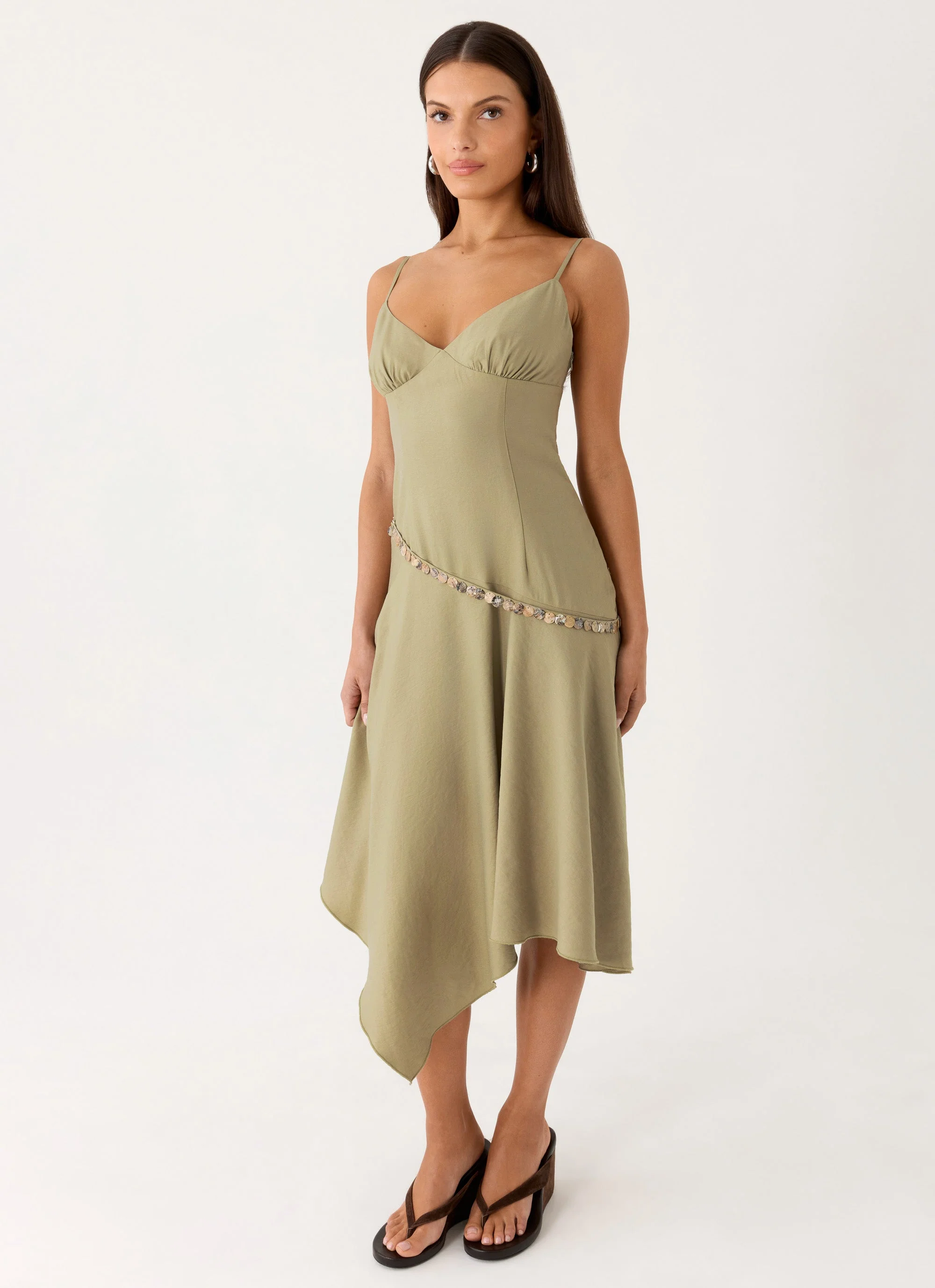 Lazure Midi Dress - Pale Olive - Image 6
