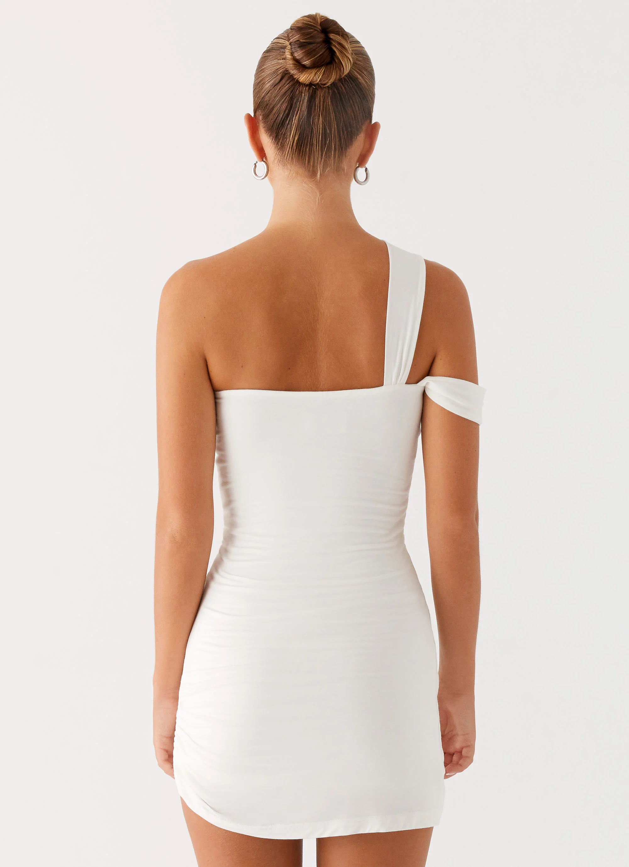 Lena Ruched Mini Dress - Ivory - Image 4