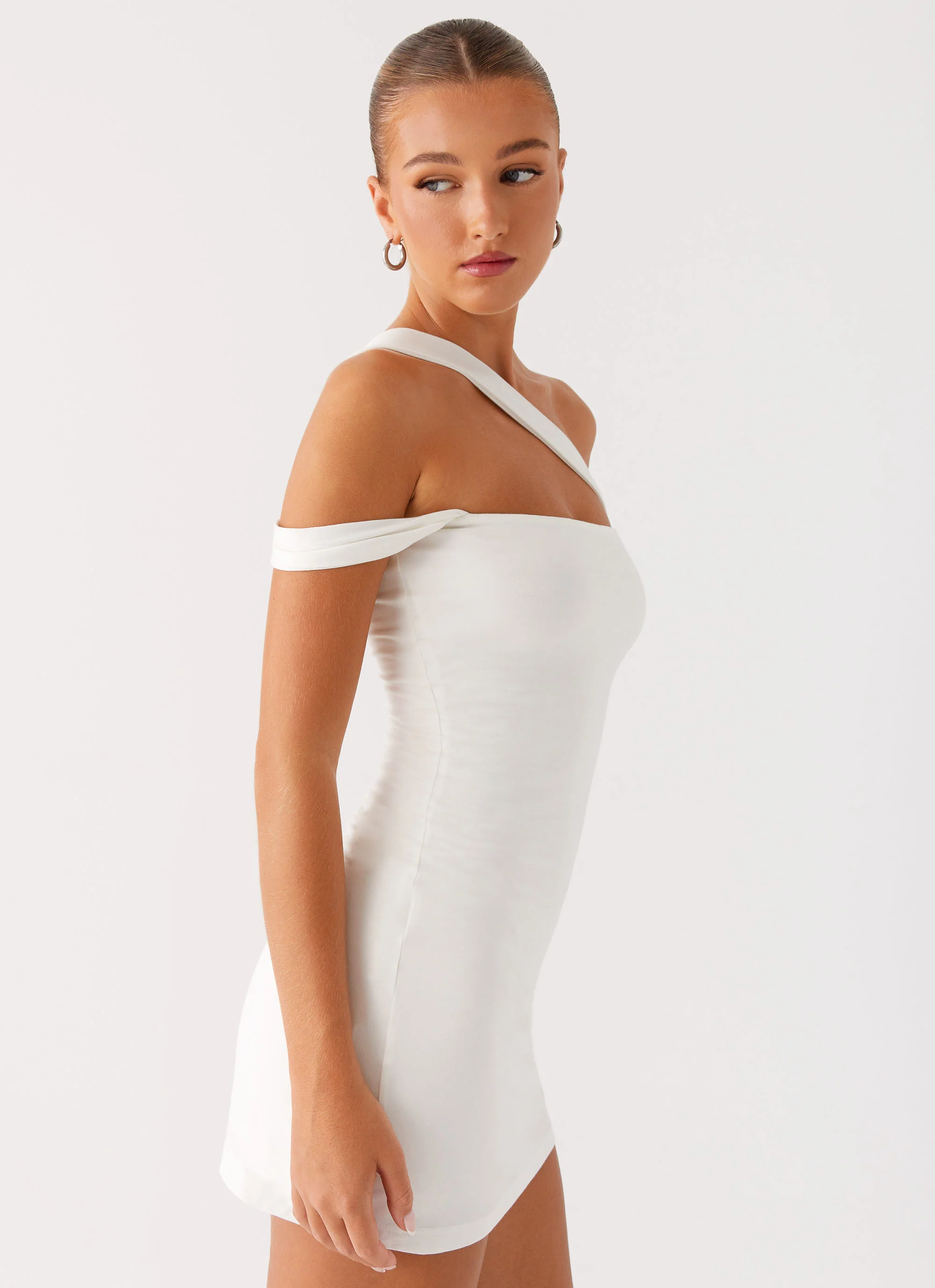 Lena Ruched Mini Dress - Ivory - Image 5