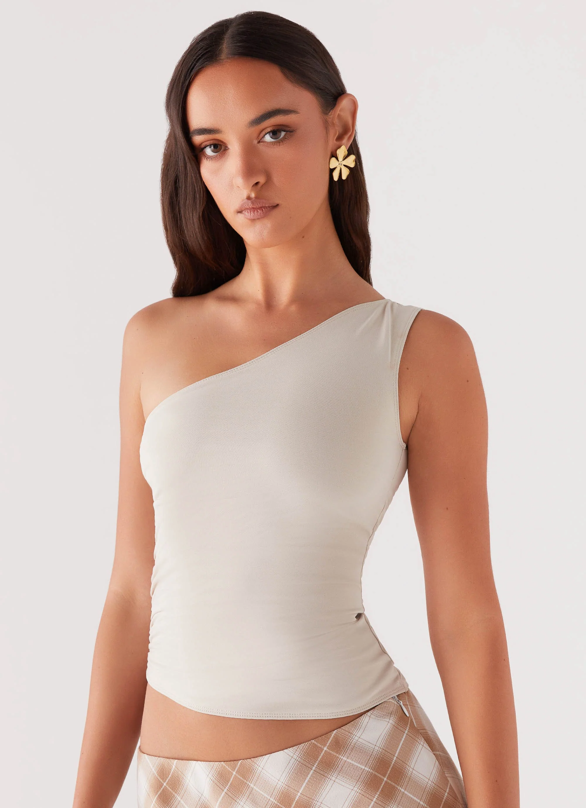 Lenny One Shoulder Top - Ecru - Image 8