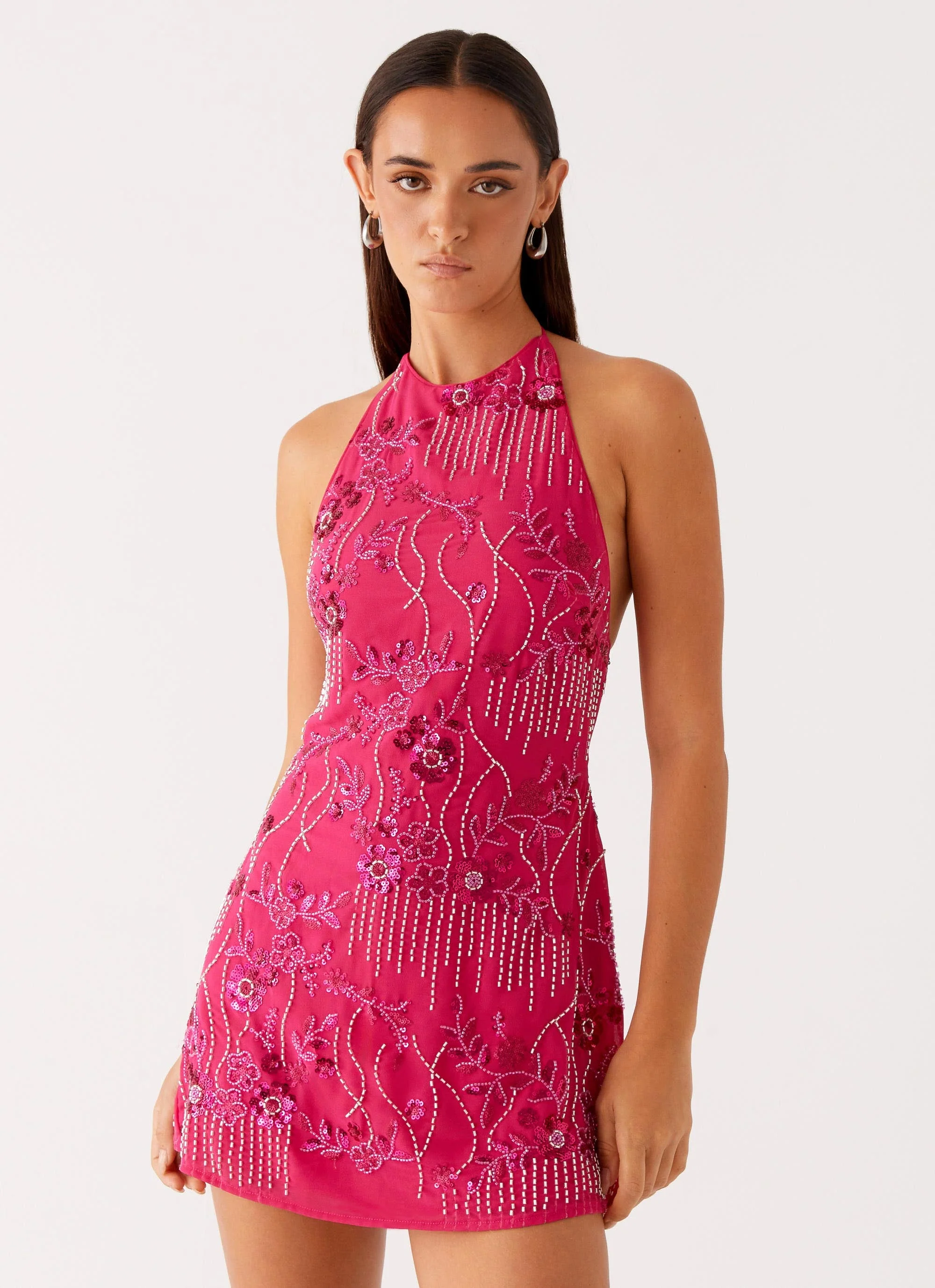 Leo Beaded Mini Dress - Fuchsia - Image 6