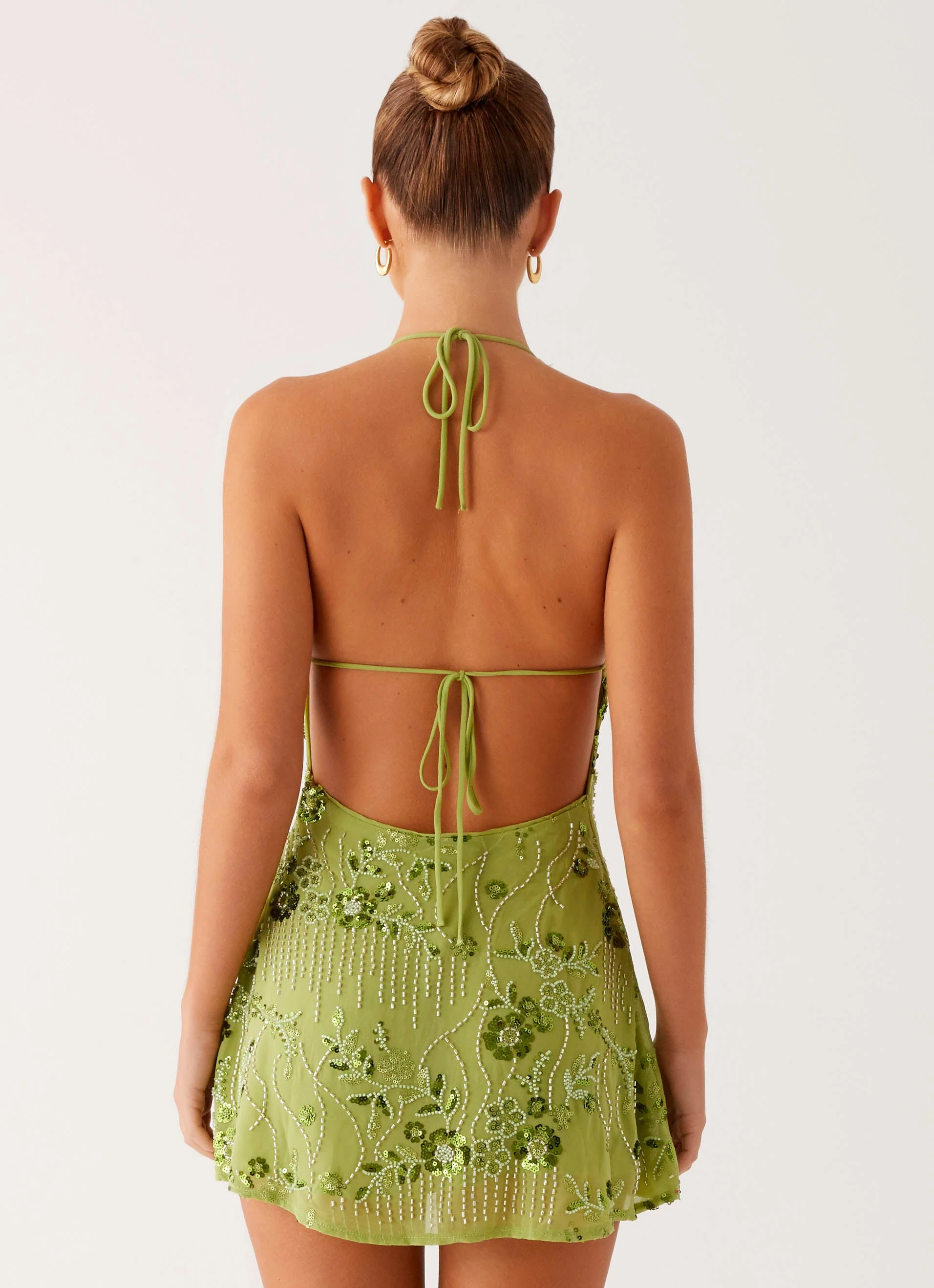 Leo Beaded Mini Dress - Green - Image 2